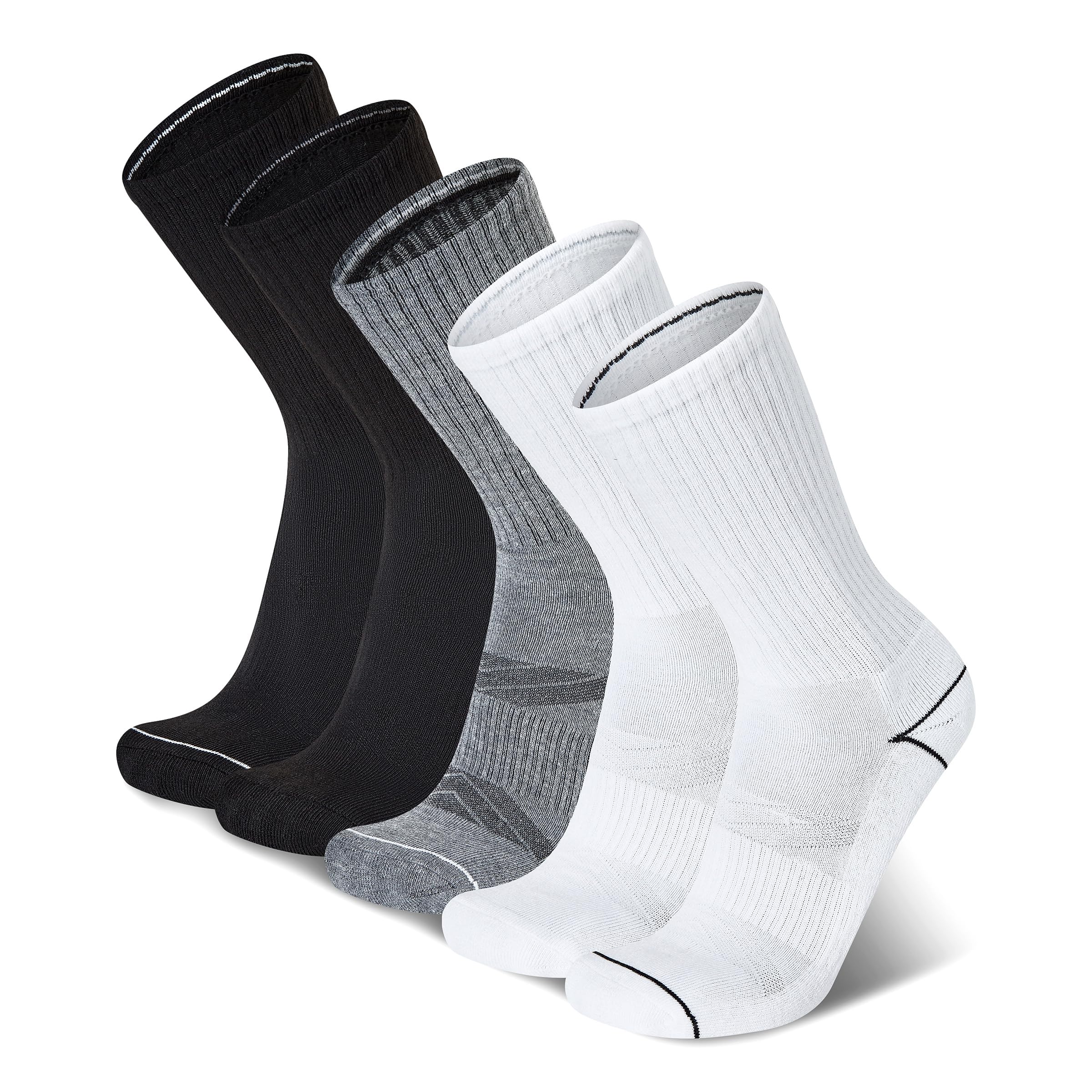 Champion Men's Cushioned Crew Socks 5-Pack - Moisture-Wicking Athletic Crew Socks with Arch Support (Sizes 6-12)