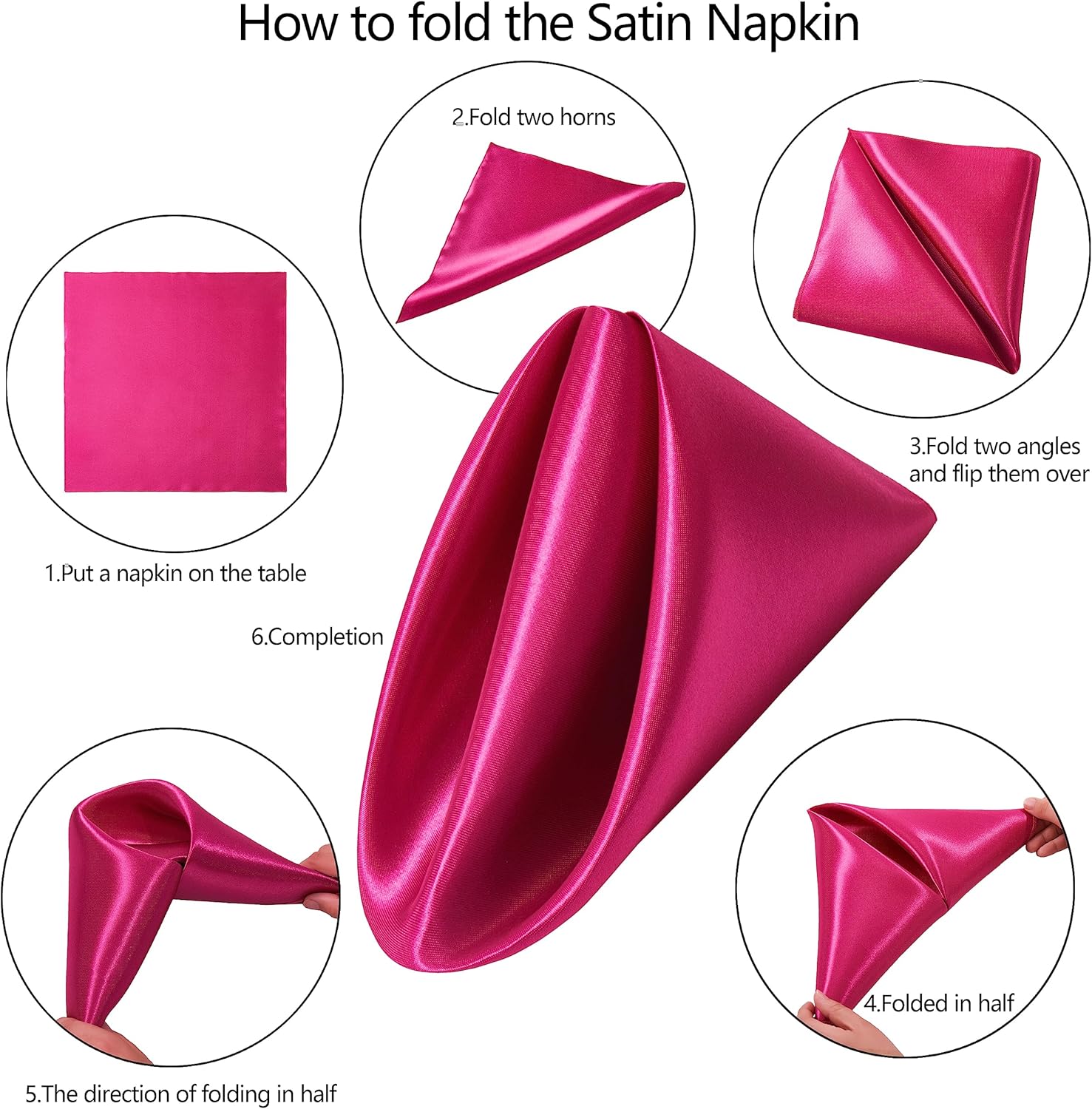 50 Pack Square Satin Dinner Napkins, 20x20 Inches Silky Soft Smooth Table Cloth Napkins for Restaurant Weddings Banquet Party Decoration, Rose Red