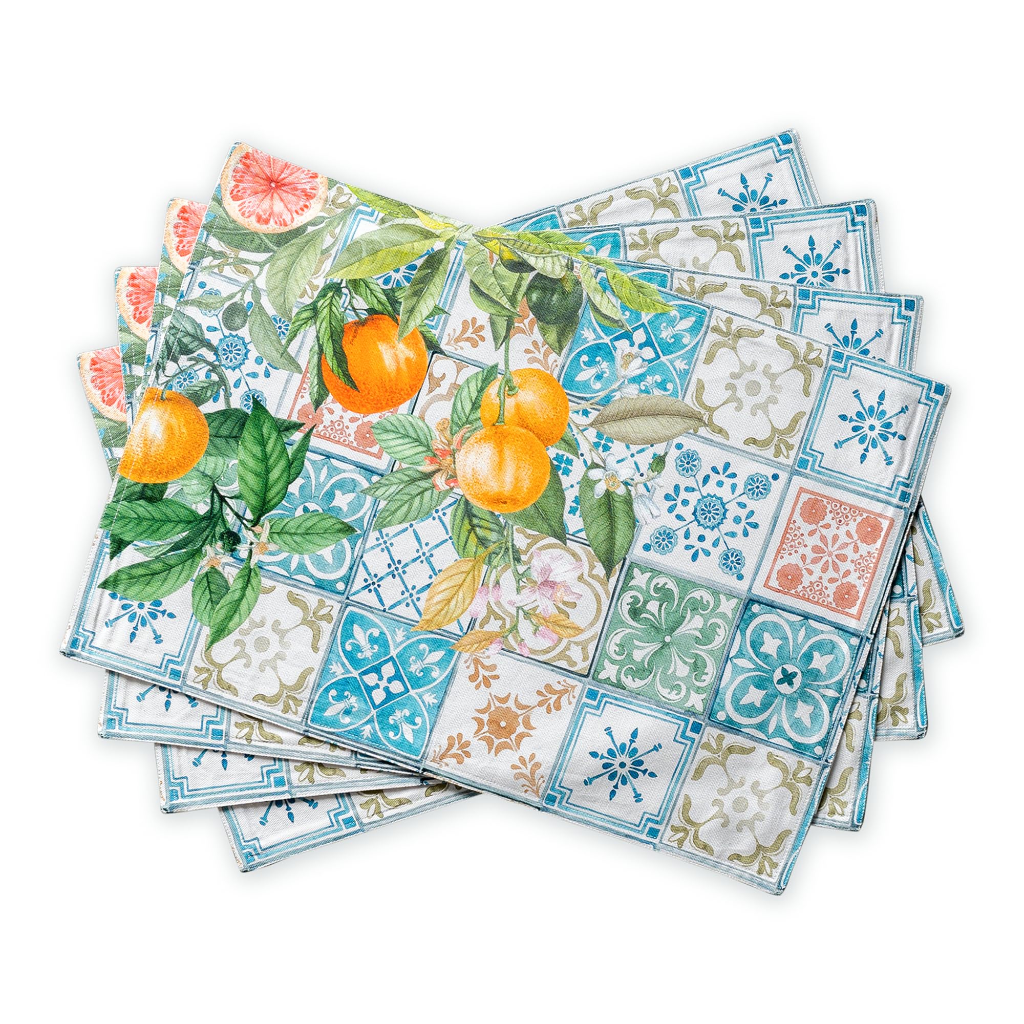 Maison d' Hermine Placemats Set of 4 100% Cotton Washable Reusable Table Mats for Home Kitchen Dining Party Wedding Restaurant Spring Summer (Agrume, 33 cm x 48 cm)