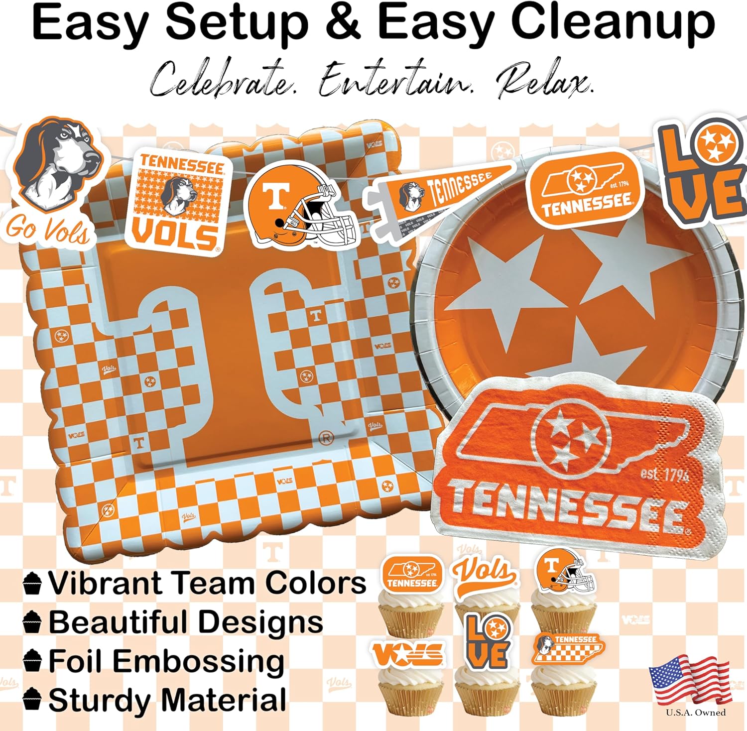 University of Tennessee party supplies with Bama tablecloth plates, napkins, banner, cake toppers (80 piece set) for graduation, football, and birthday parties (Serves 12) (Alabama Crimson Tide)