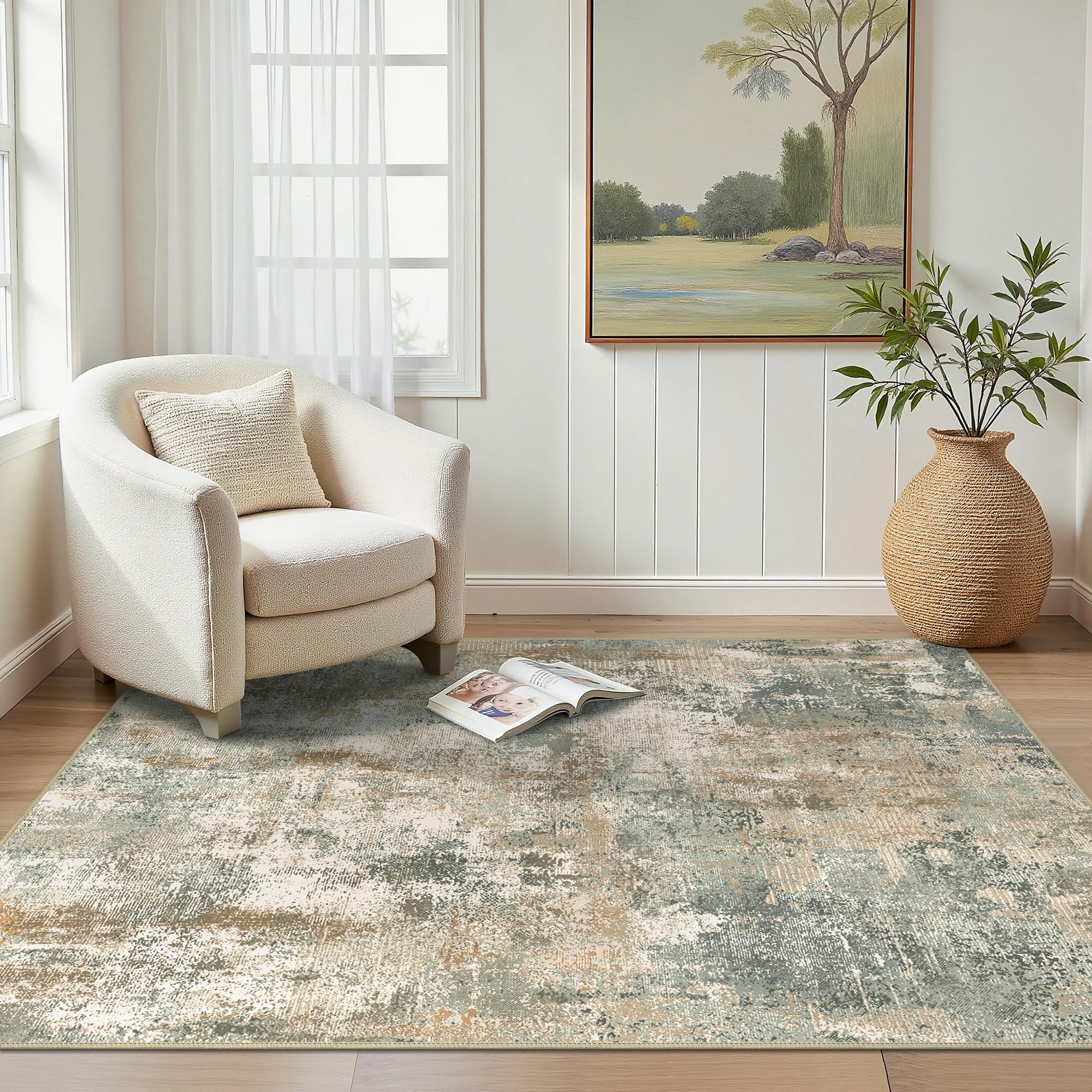 BEIMO Waschbarer Teppich Wohnzimmer, Abstrakt Design Teppich Schlafzimmer Kurzflor, Groß Teppiche rutschfest Weiche für Badezimmer Esszimmer Flur