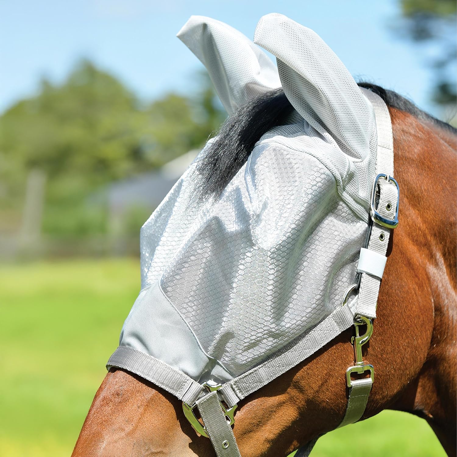 WeatherBeeta ComFiTec Hexi Shield Dual Fly Mask, Silver, Cob