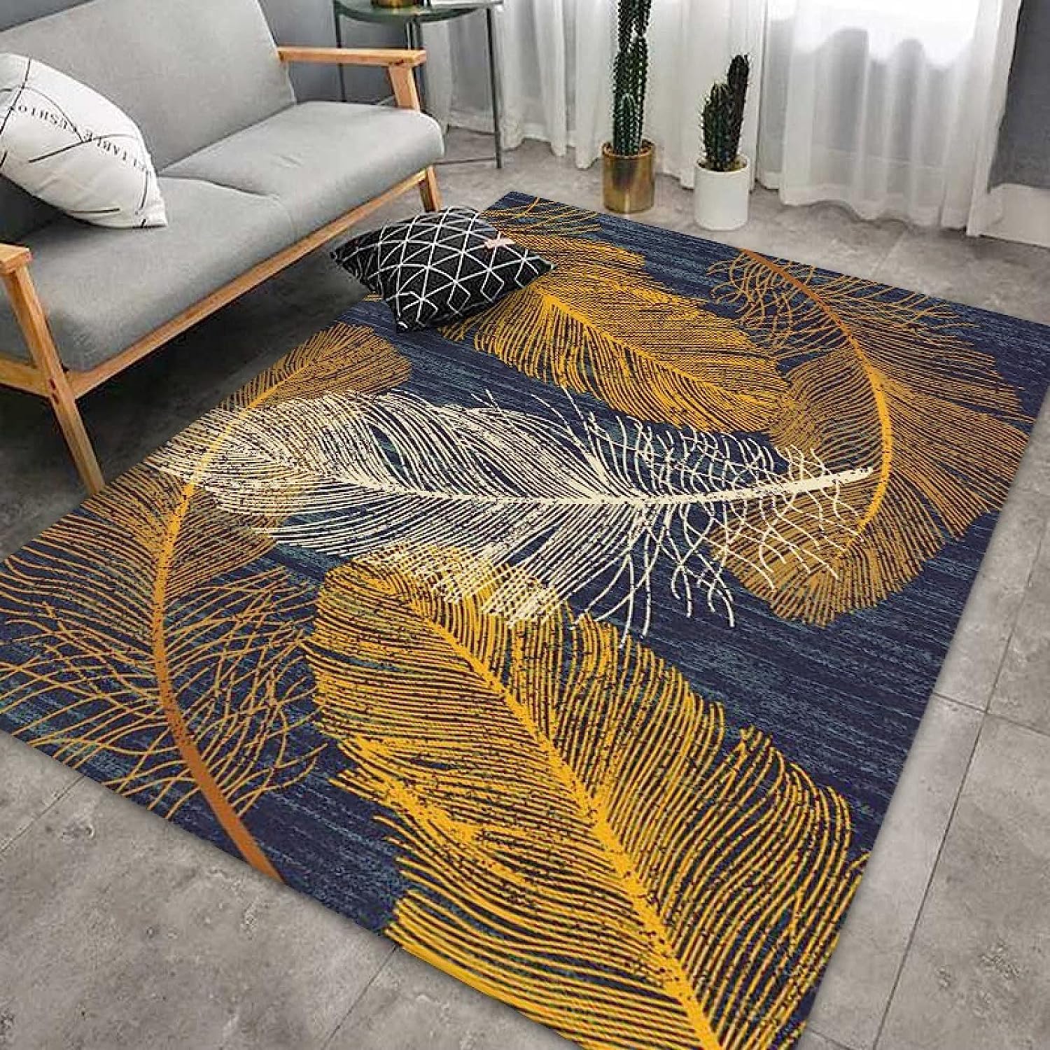 Tapis de restaurant plume d'or 80x120 cm tapis de sol antidérapant en polyester