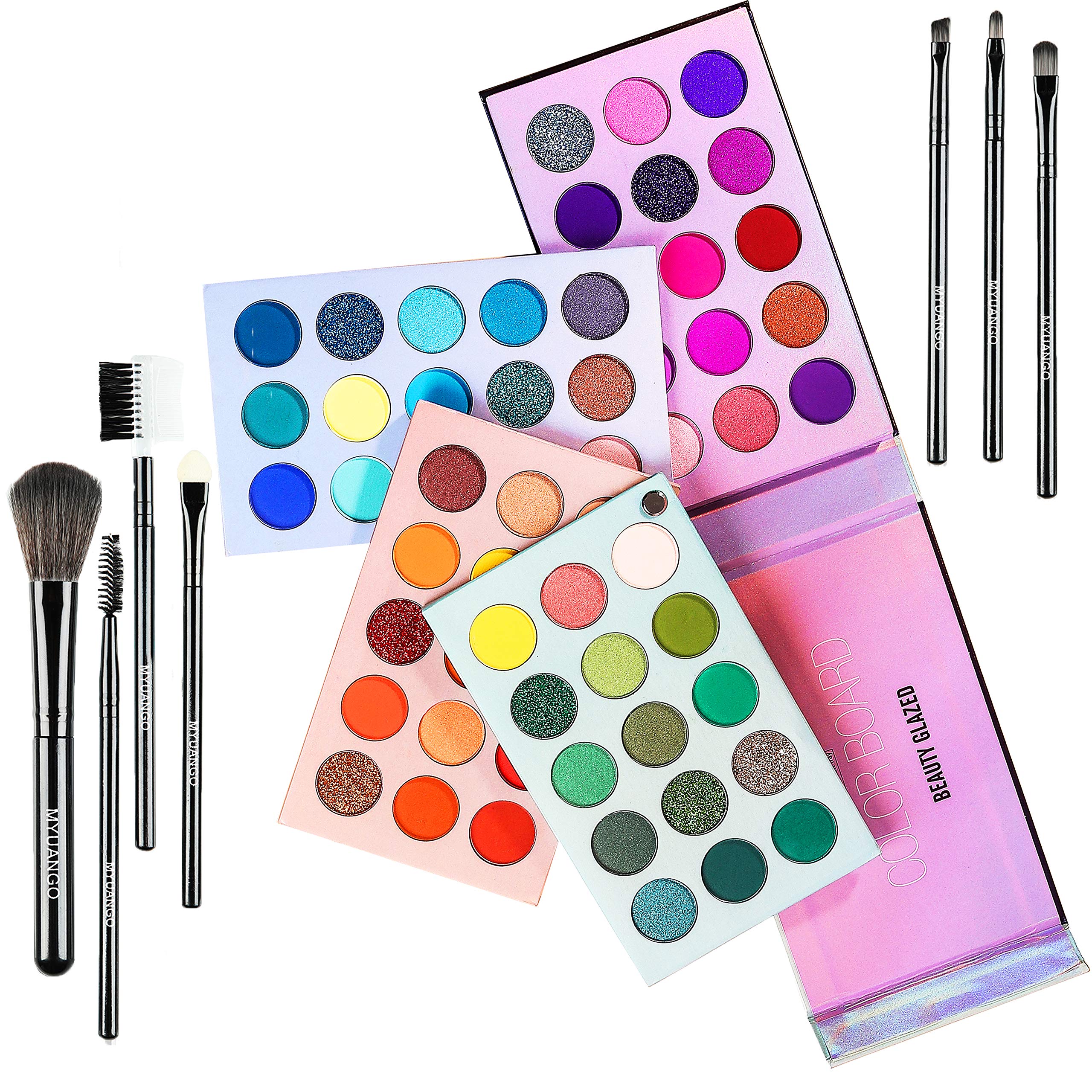 Beauty Glazed Eyeshadow Palette Color Board Eye Makeup Palette With Brushes Set Palettes Mattes and Shimmers Makeup Pallet Long Lasting Easy Blending Eye Shadow Pallet High Pigmented 60 Color