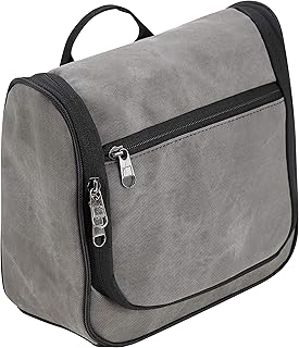Lewis N. Clark Brushed Twill Hanging Toiletry Kit Bag for Travel Accessories, Shampoo, Cosmetics + Personal Items, Gray, One_Size