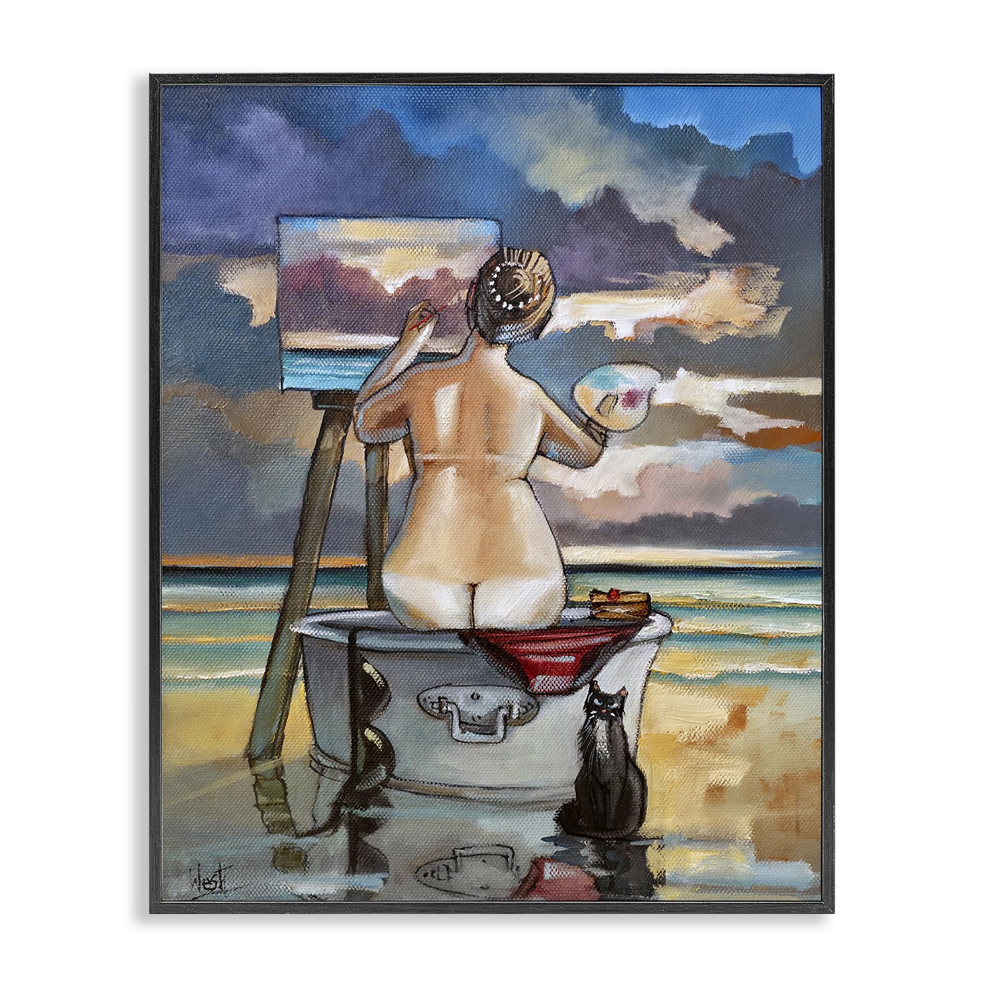 Stupell Industries 'Painting Up A Storm', Framed Giclee Art, Black, 16 x 20 Inches, Easy to Hang and Sturdy, Made in USA, by Ronald West