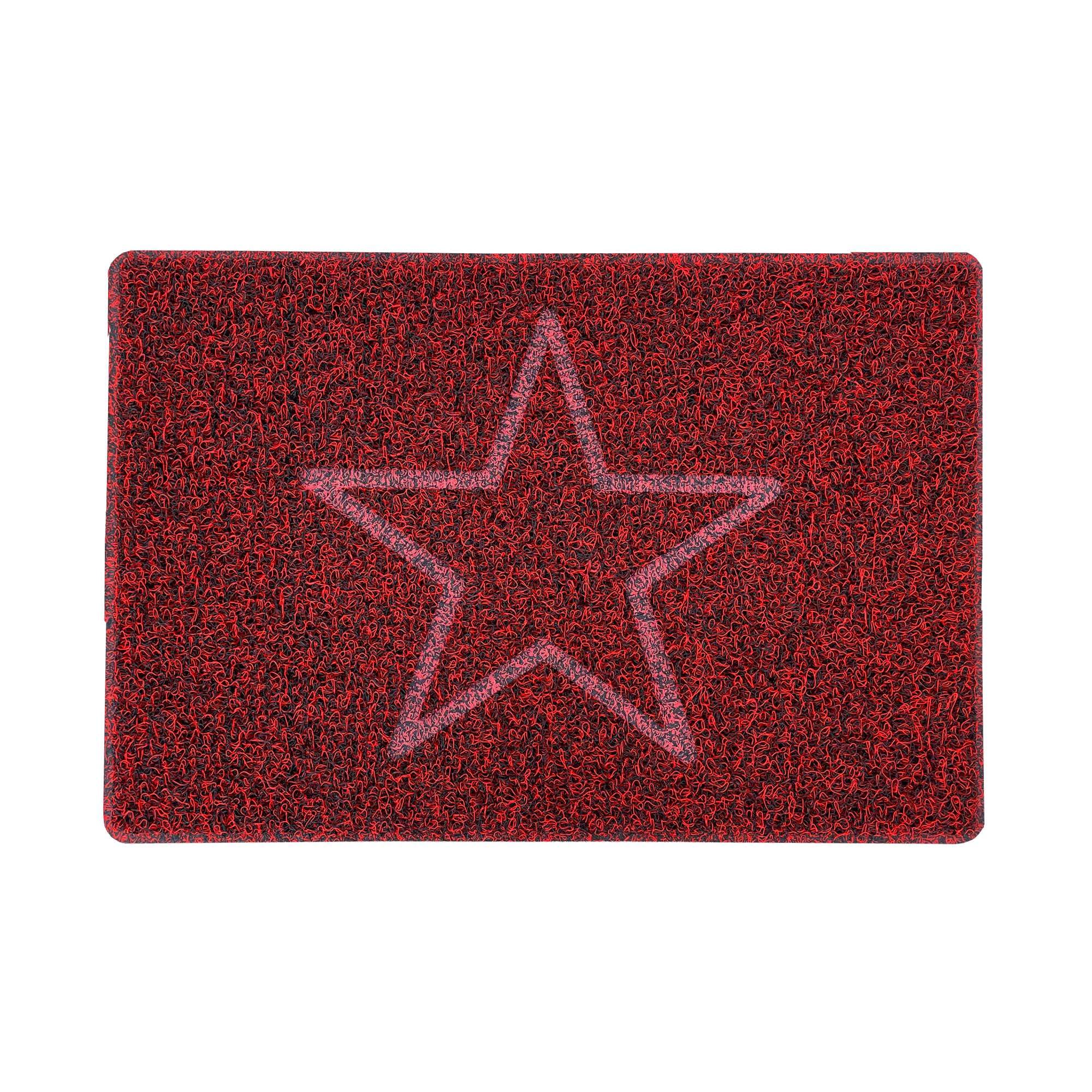 Nicoman STAR Embossed Shape Door Mat-Trapper Jet-Washable Doormat-(Use Indoor or Sheltered Outdoor), Small (60x40cm), Red with Black