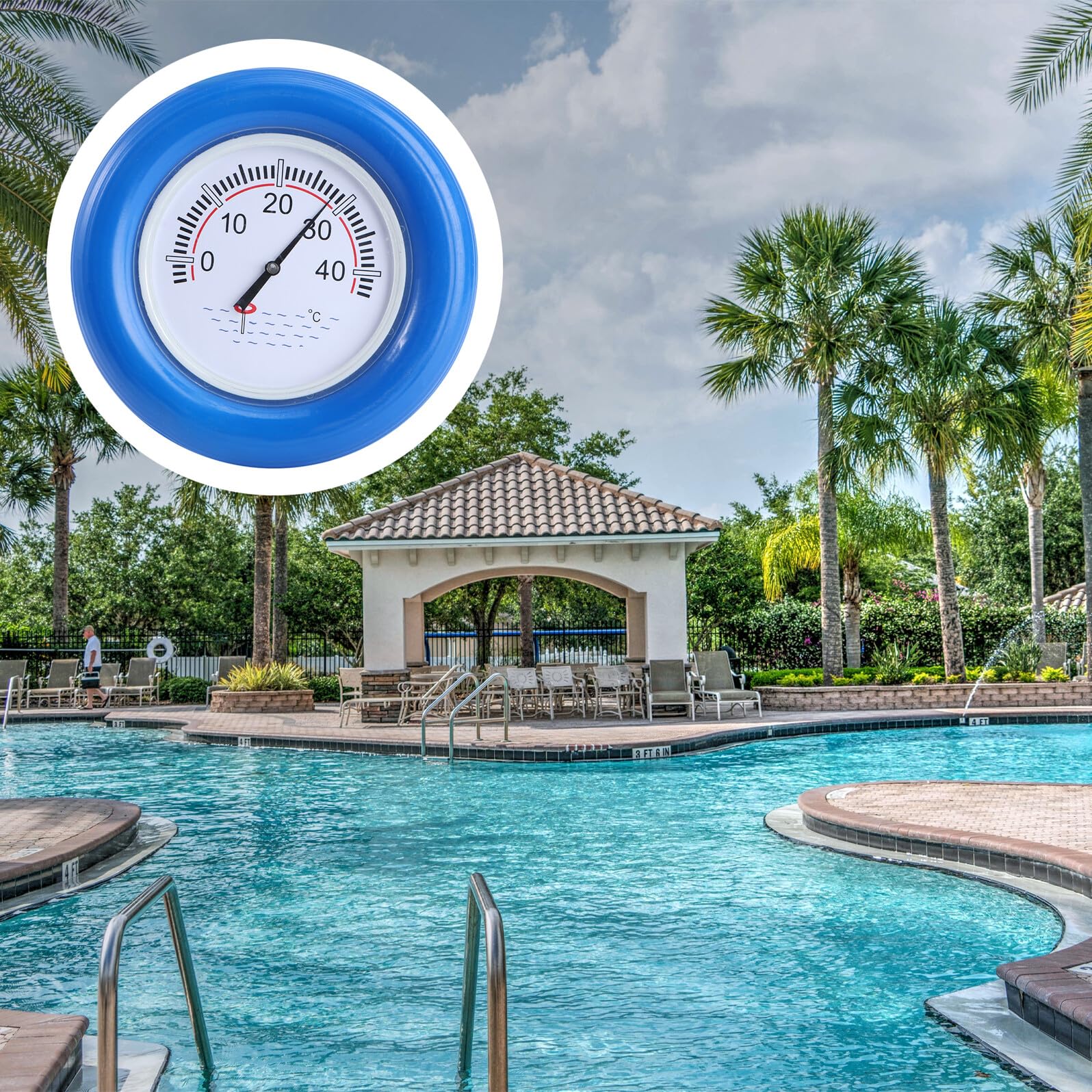 Poolthermometer mit Sommeratmosphäre Schwimmendes aus Edelstahl und Kunststoff und Schwimmend für Outdoor Schwimmbäder und Fischteiche