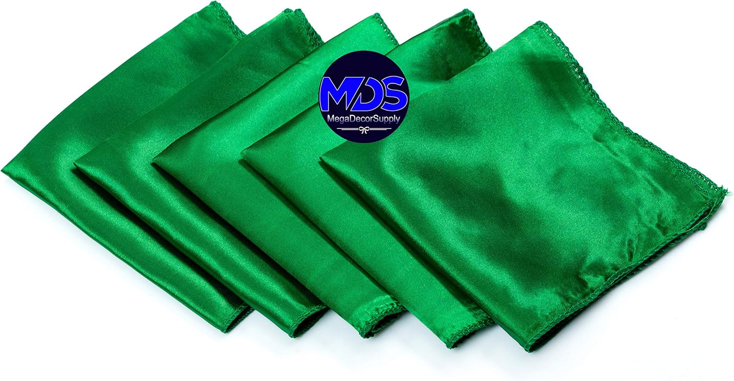 MDS Set of 100 PCS Satin Napkin 20x20 Inch Square, Dinner Table Napkins for Wedding, Bulk Silky Sateen Cloth Napkins for Restaurant Banquet Graduation Birthday Party Decoration - Green