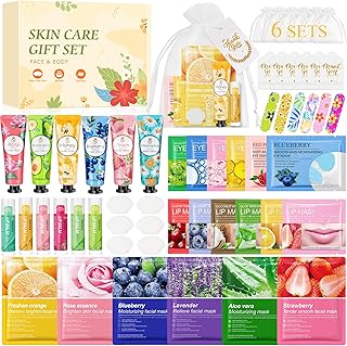 54PCS Geschenkset Frauen, Skincare Set Enthält Gesichtsmasken, Handcreme, Augenpads, Lippenmasken, Lippenbalsam, Seife und Mini-Nagelfeilen, Beauty Set Eignet Sich als Gastgeschenke für Frauen