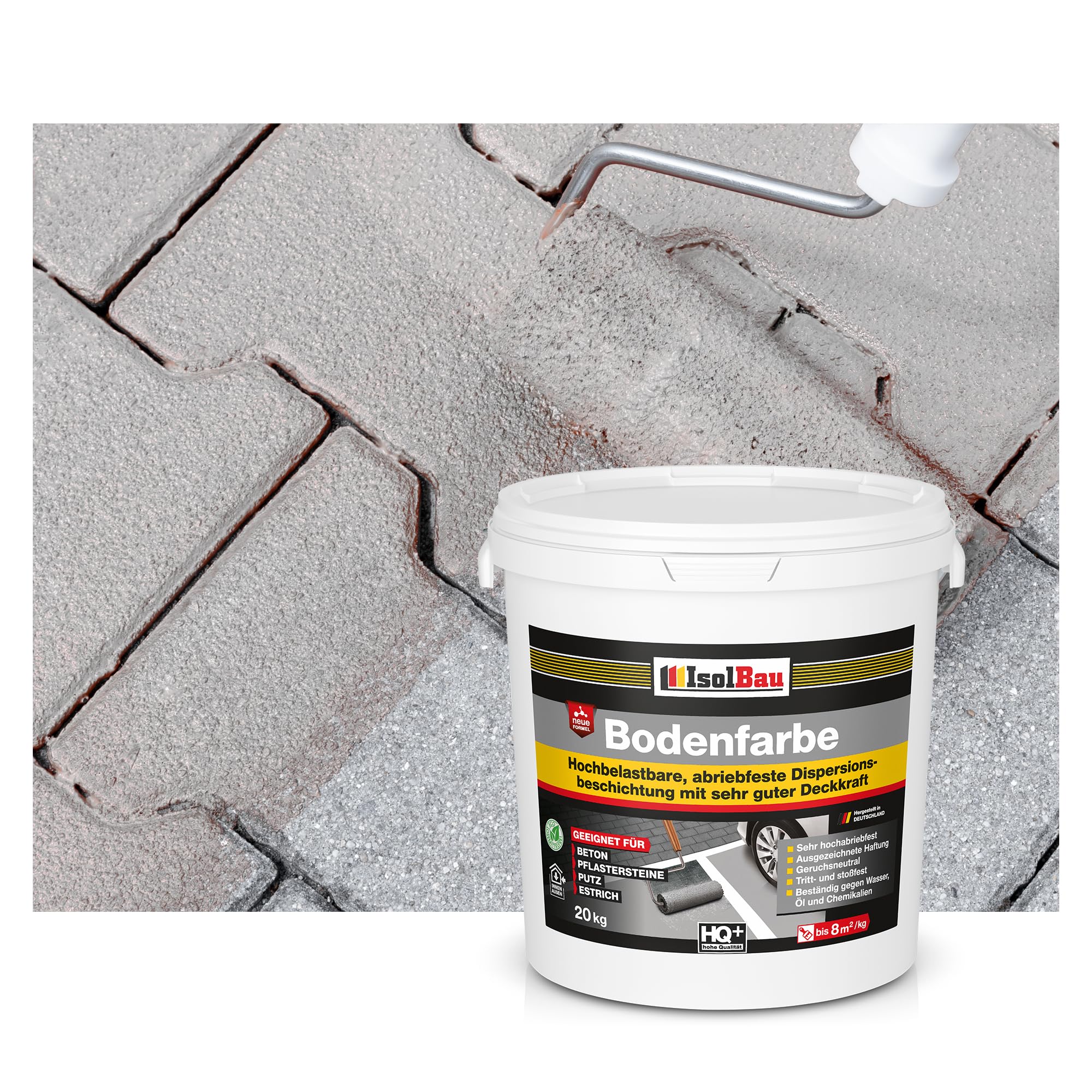 Isolbau Bodenfarbe - 20 kg - Boden- und Betonfarbe für Keller, Garage, Werkstatt - Wasserfeste Bodenbeschichtung für innen & außen - Steingrau (RAL)