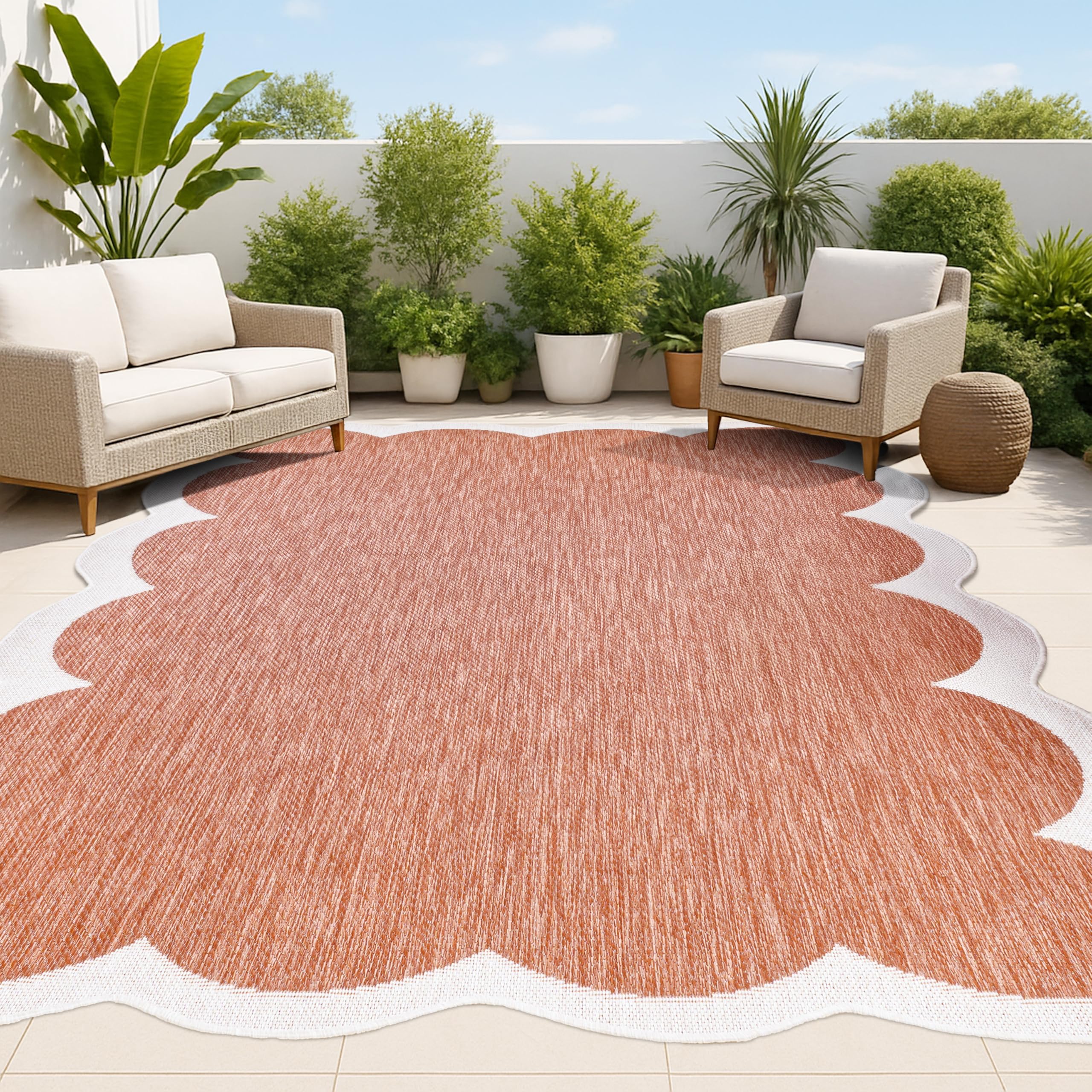 Amazon.com: JONATHAN Y Cottage Two-Tone Scalloped Indoor Outdoor