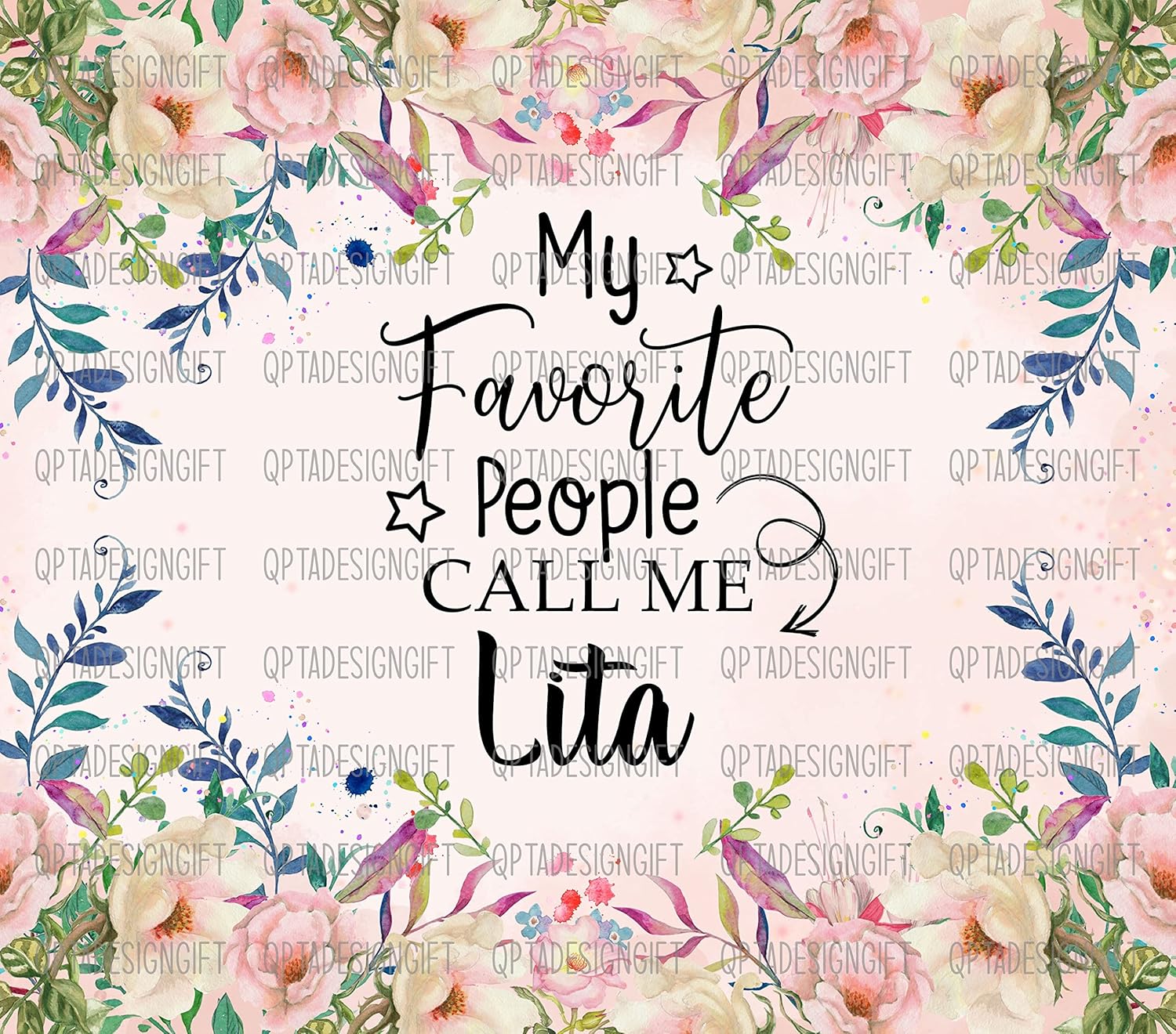 My Favorite People Call Me Lita Tumbler, Lita Skinny Tumbler 20Oz Sublimation, Cute Mother's Day Gift, Floral Lita Travel Mug - Image 2