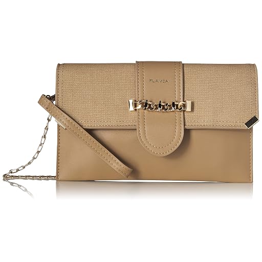 Flavia Faux Leather Clutch, Kahki