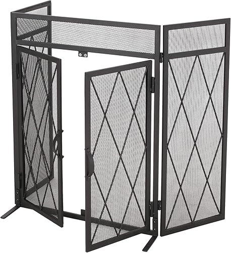 Miniatura 5 de Christopher Knight Home Laurel - Pantalla plegable para chimenea, color negro mate