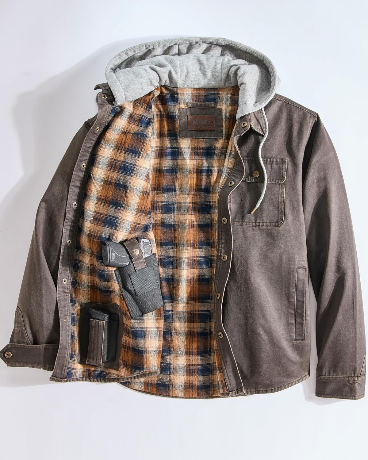 Venado Men's Smuggler Concealed Carry Chore Coat - Hooded Flannel Lined Jacket - Image 2