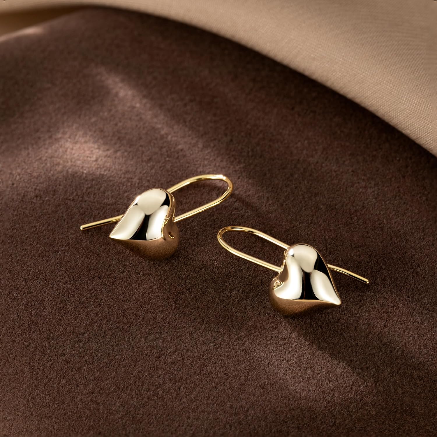 SLUYNZ Solid 925 Sterling Silver Heart Drop Earrings for Women Teens Love Heart Dangle Earrings Hook - Image 4