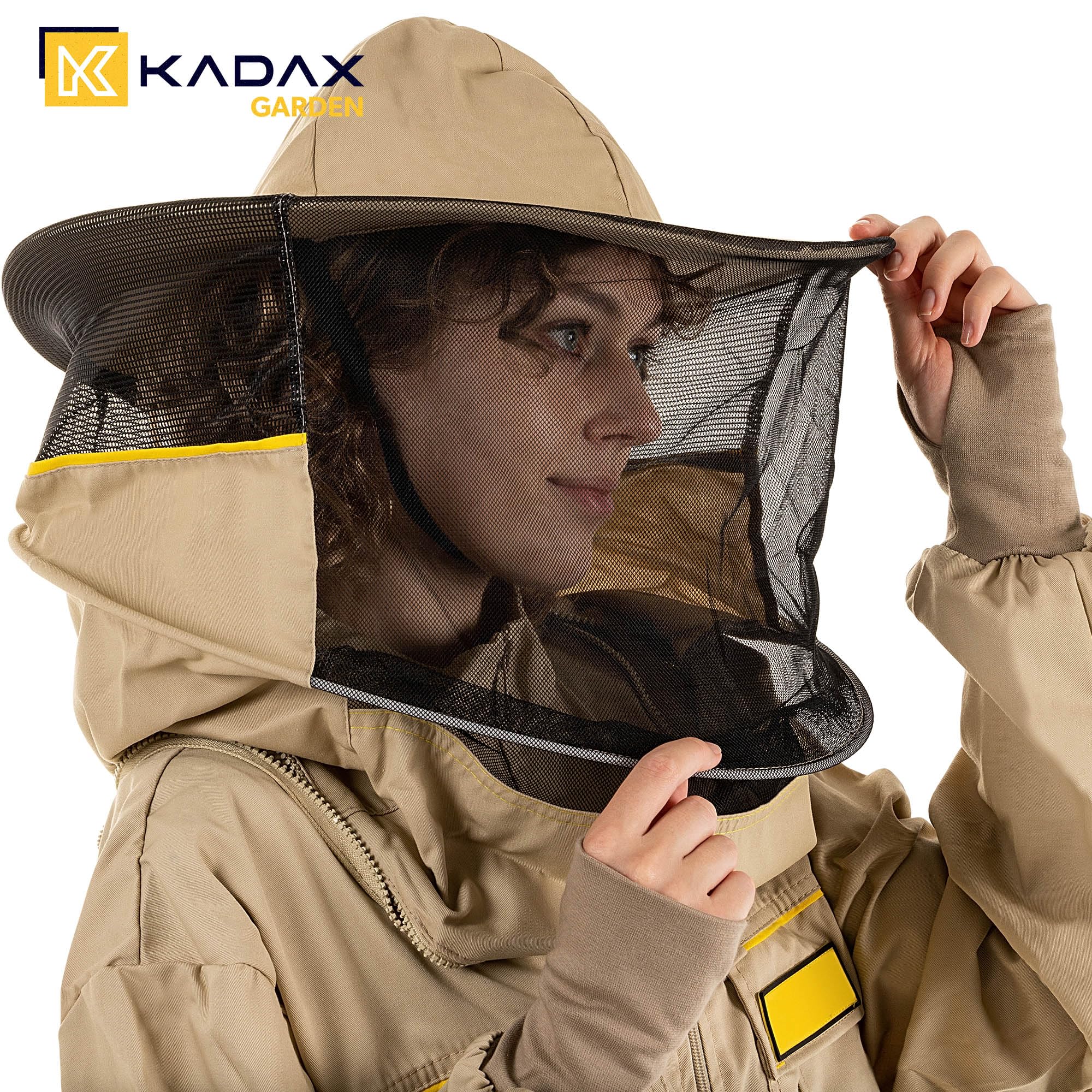 KADAX Imkerjacke mit Hut, Größe M, Imkerbluse aus Polyester und Baumwolle, Imker Jacke mit abnehmbarem Imkerhut und Schleier, Imkeranzug mit Reißverschluss