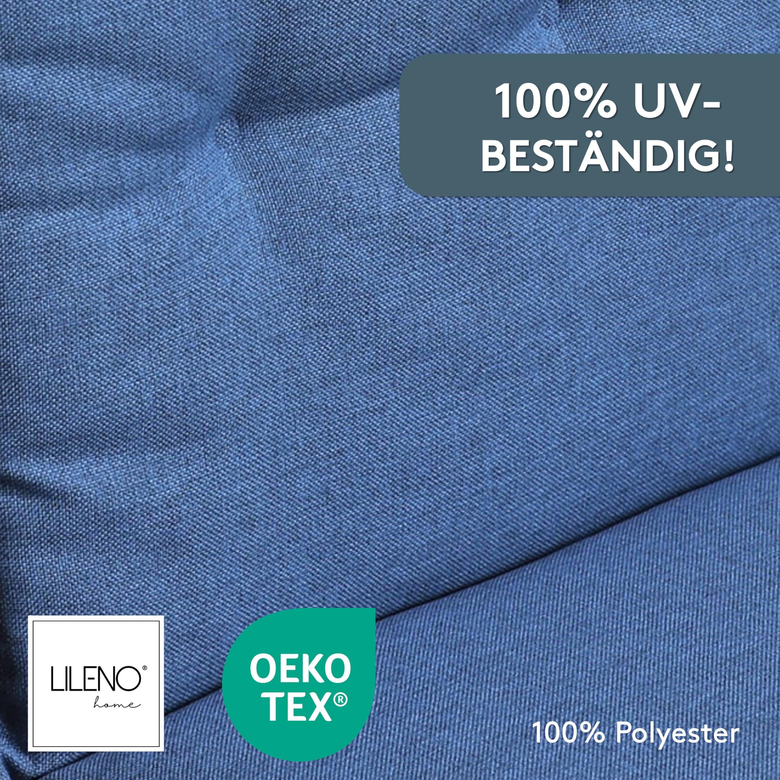 LILENO HOME Gartenstuhl Auflagen [2er Set - Niedriglehner] in Blau - Bequeme Liegen als Sitzauflagen für Gartenmöbel - Stuhlkissen für Gartenstühle und Klappstühle BAR