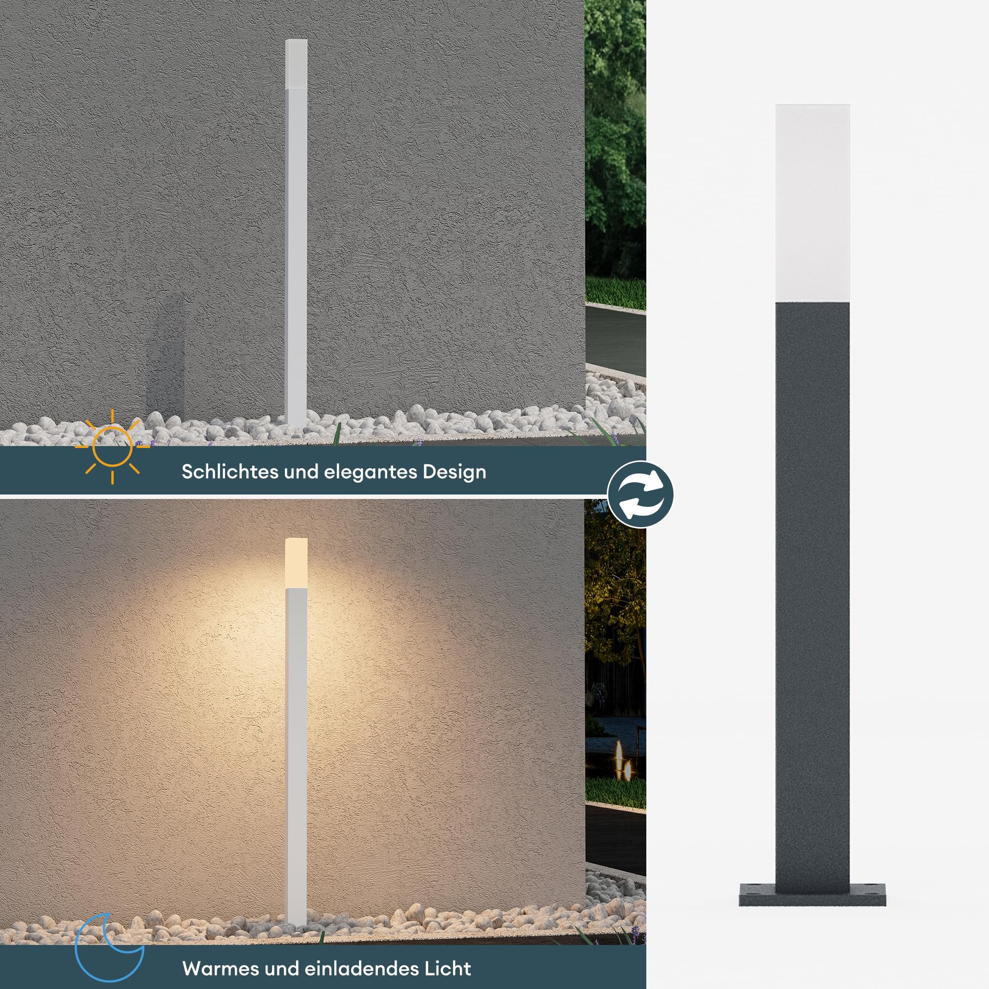 Mai & Mai Lampione da Giardino 3000K, Luminoso da Giardino IP65 Paletti Esterni Led 3.8x3.8x40.6cm in Alluminio per Giardini, Parchi, Aree Residenziali e Ingressi Deus Lumina, Sabbia bianco