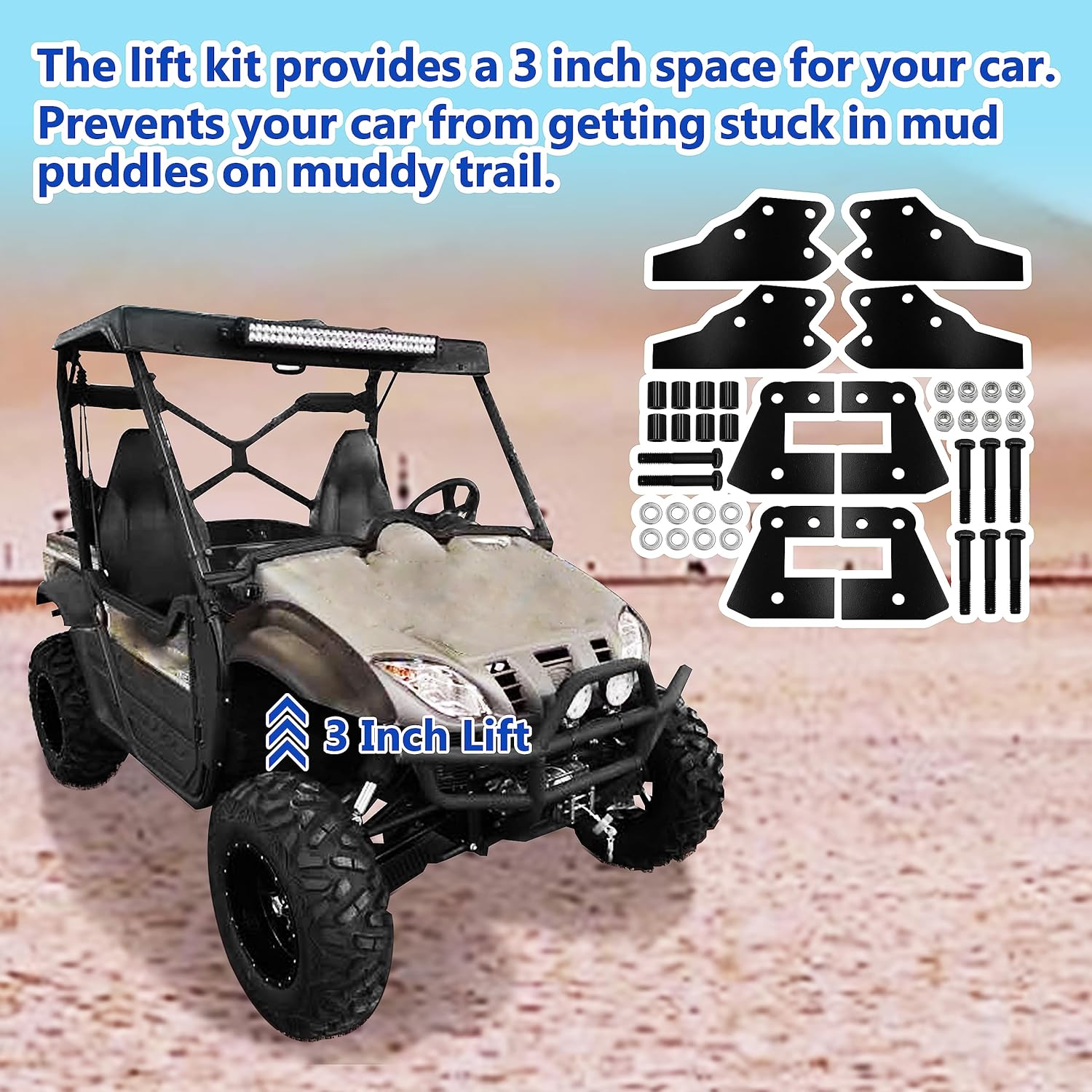 3' Front and Rear UTV Lift Kit Compatible with Polaris Ranger 570/570 XP/900/900 CREW/1000/1000 CREW/1000 Diesel UTV Full Lift Kit
