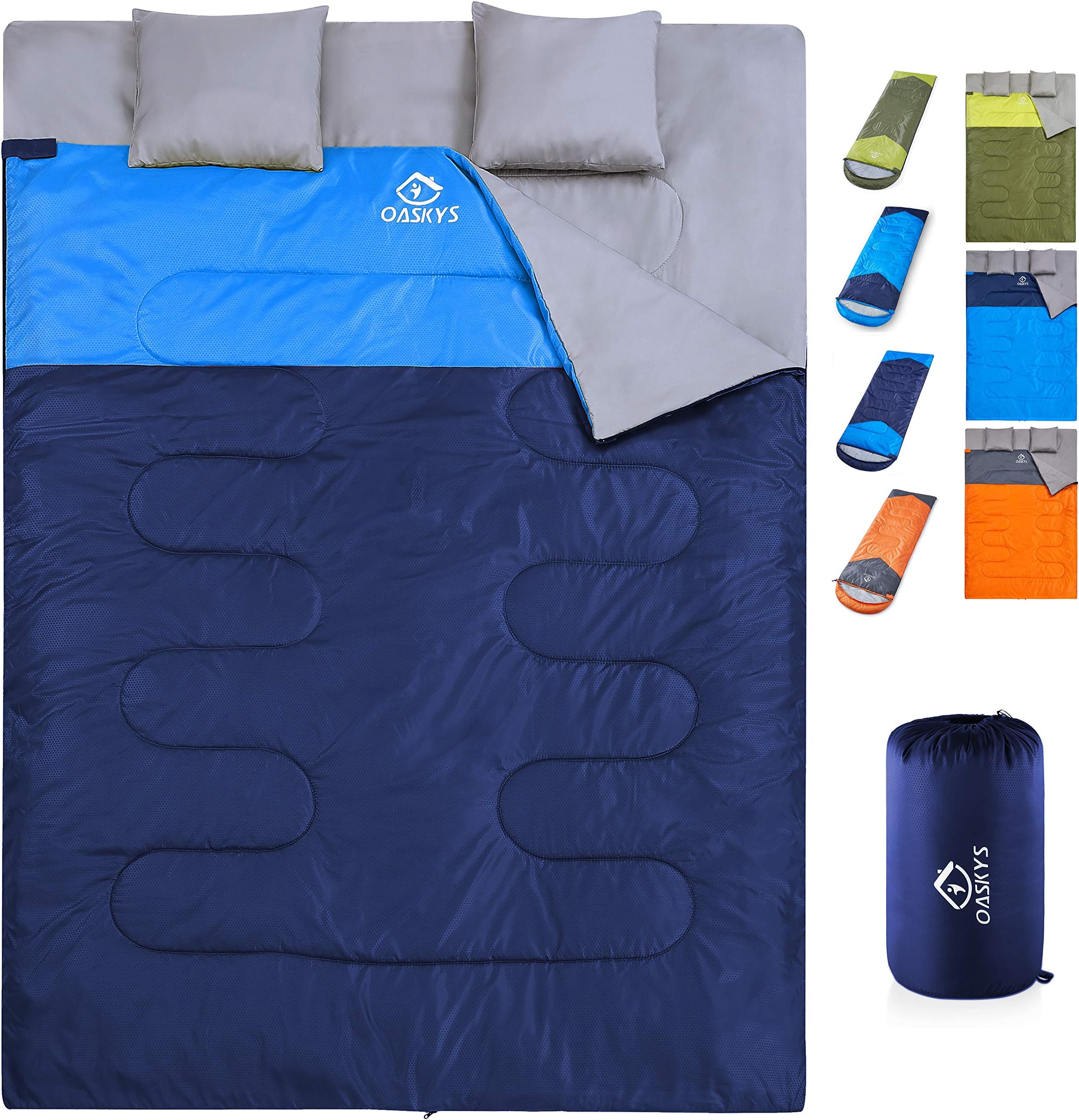 oaskys navy blue double sleeping bag