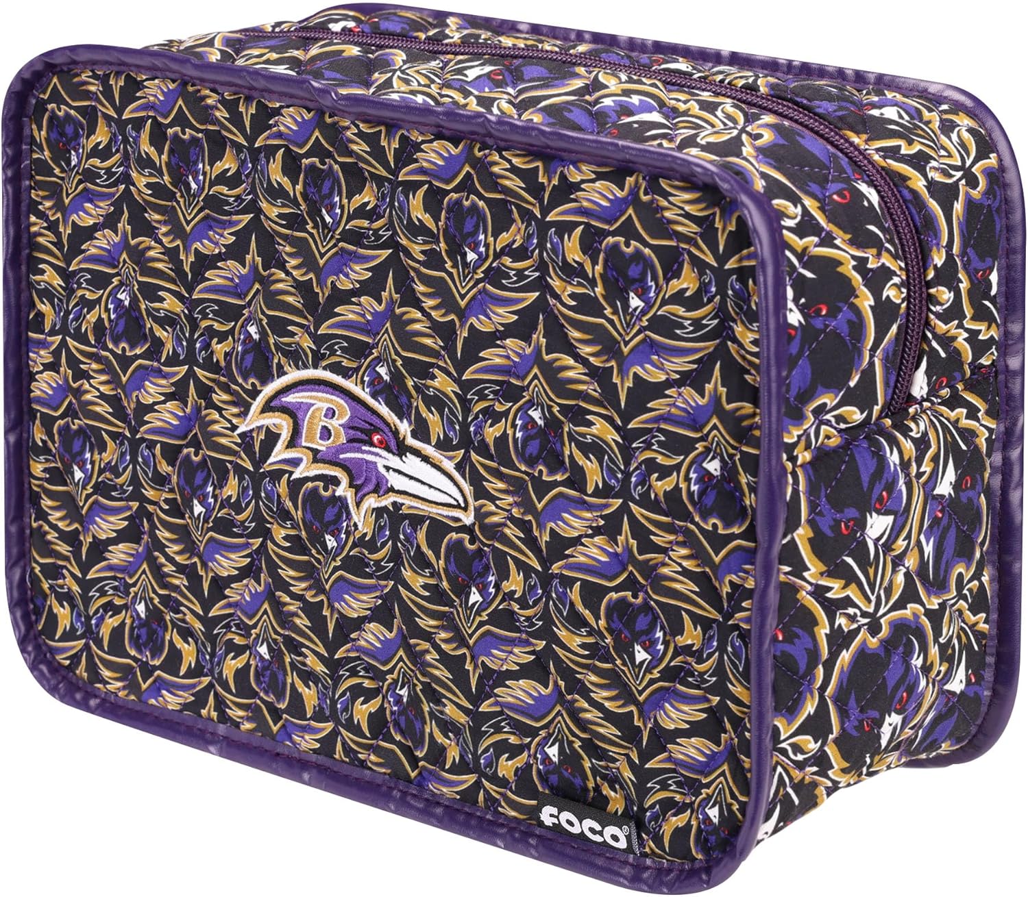 FOCO NFL Logo Quilted Printed Cosmetic Toiletry Bag, Team Color