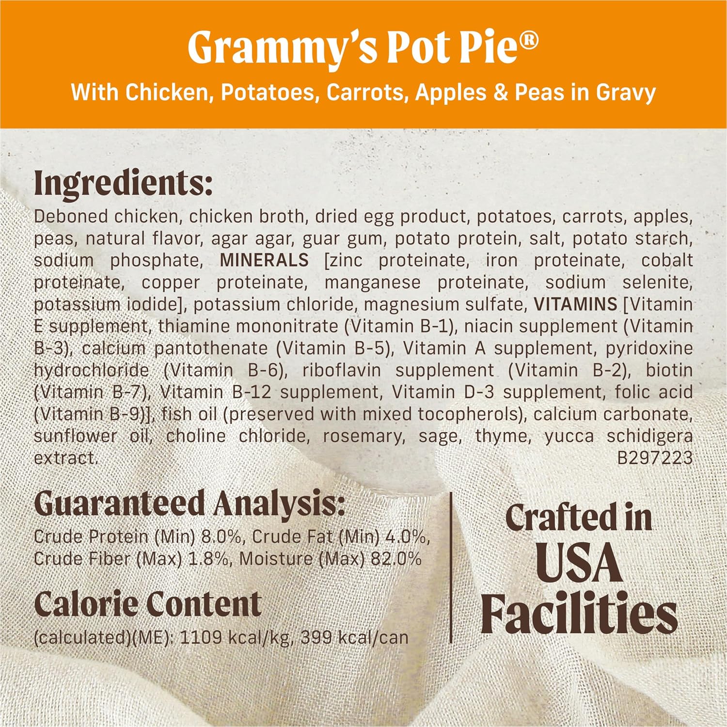 Merrick Grain Free Wet Dog Food, Premium And Wholesome Gluten Free Canned Adult Dog Food, Grammy’s Pot Pie - (Pack of 12) 12.7 oz. Cans