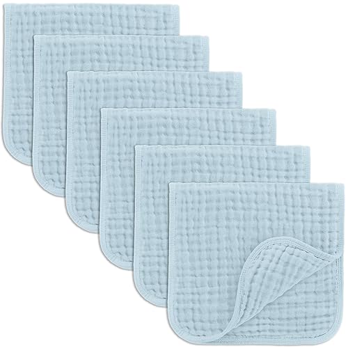 Paños de muselina para eructos 6 capas extra absorbentes y suaves 100 algodón L Azul