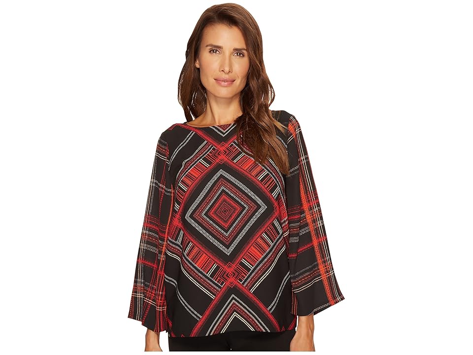 

Vince Camuto Diamond Plaid Blouse (Rich Black) Women's Blouse