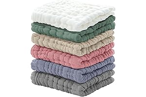 Looxii Muslin Baby Washcloths 6 Pack: Super Soft and Absorbent Washcloths for Baby (12x12 in)