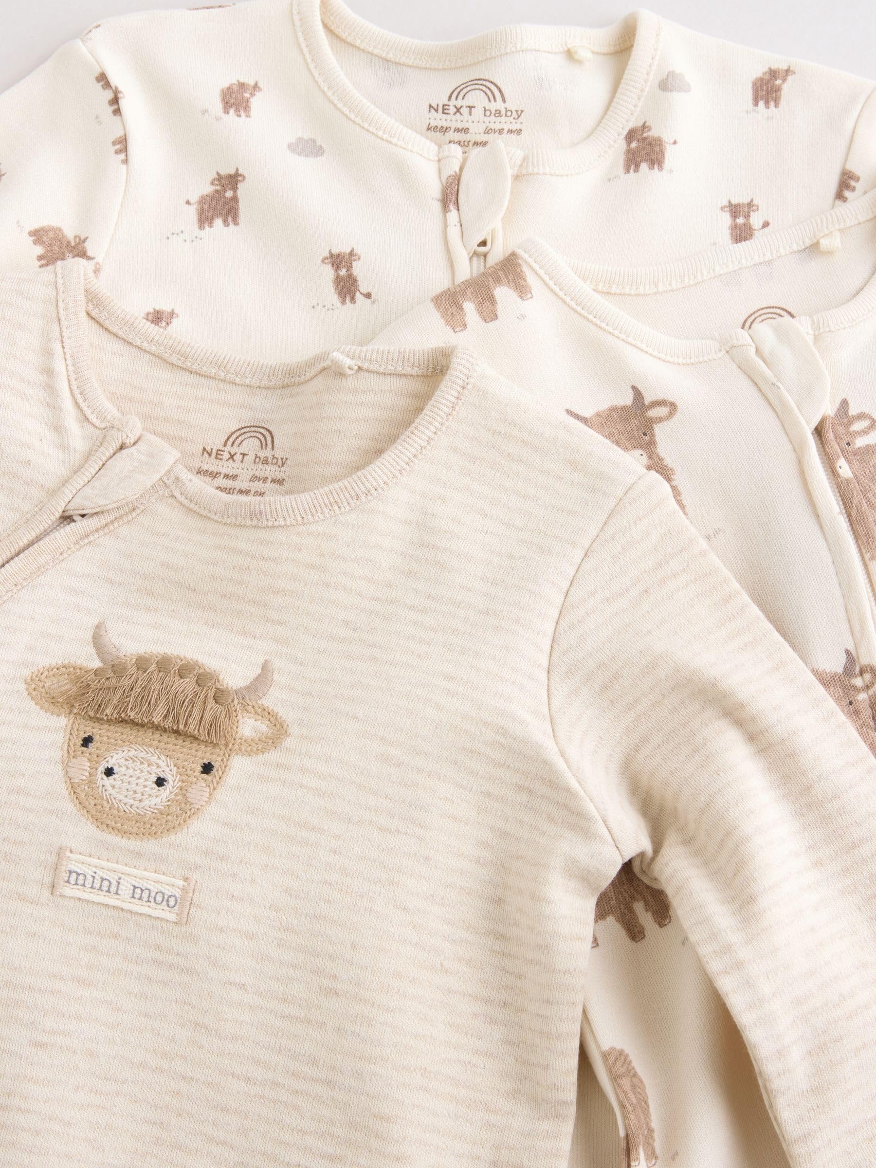 NEXT Noworodki unisex Zestaw 3 par śpioszków niemowlęcych z dwukierunkowym suwakiem