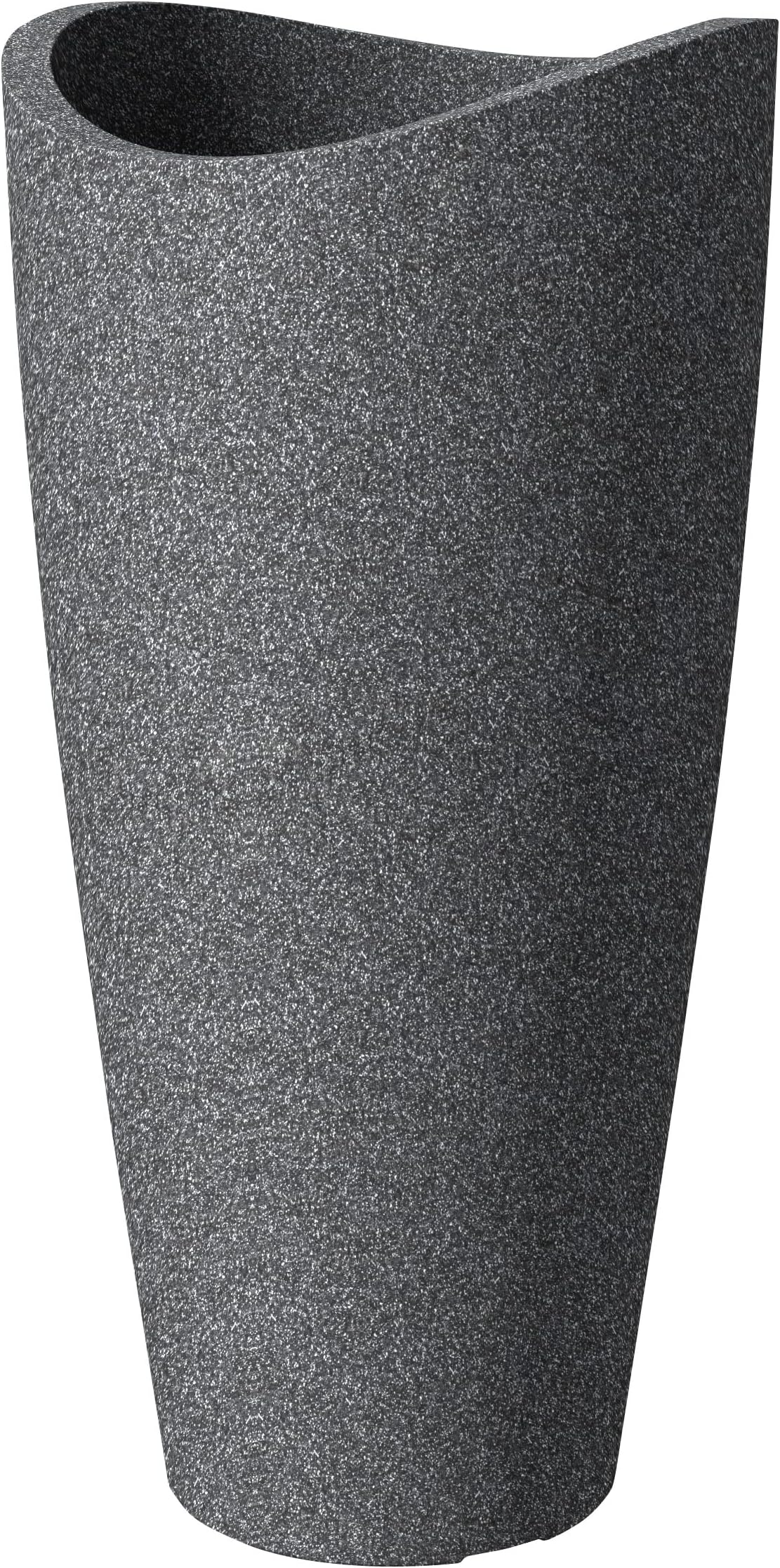 Scheurich Wave Globe Slim, Planter made of Plastic, Black-Granite, 40 cm diameter, 80 cm height, 18 l Vol.