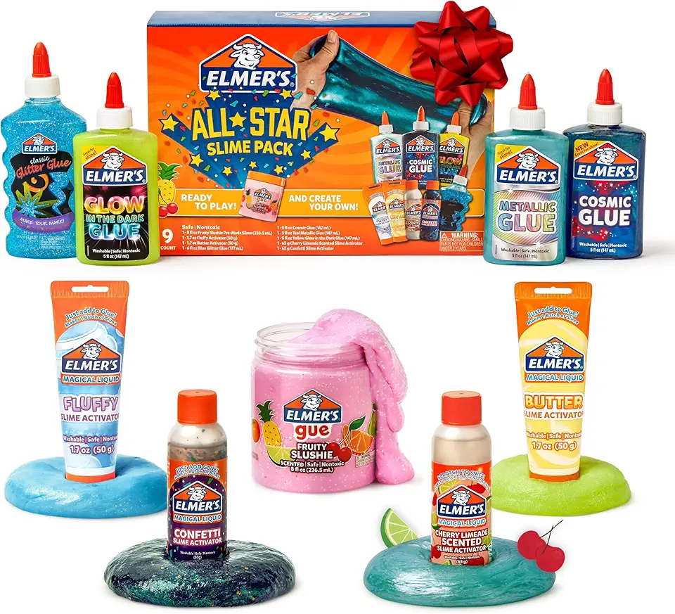 Elmer's Kit de geleca All-Star, inclui cola líquida, ativador de geleca e geleca pré-fabricada, 9 unidades