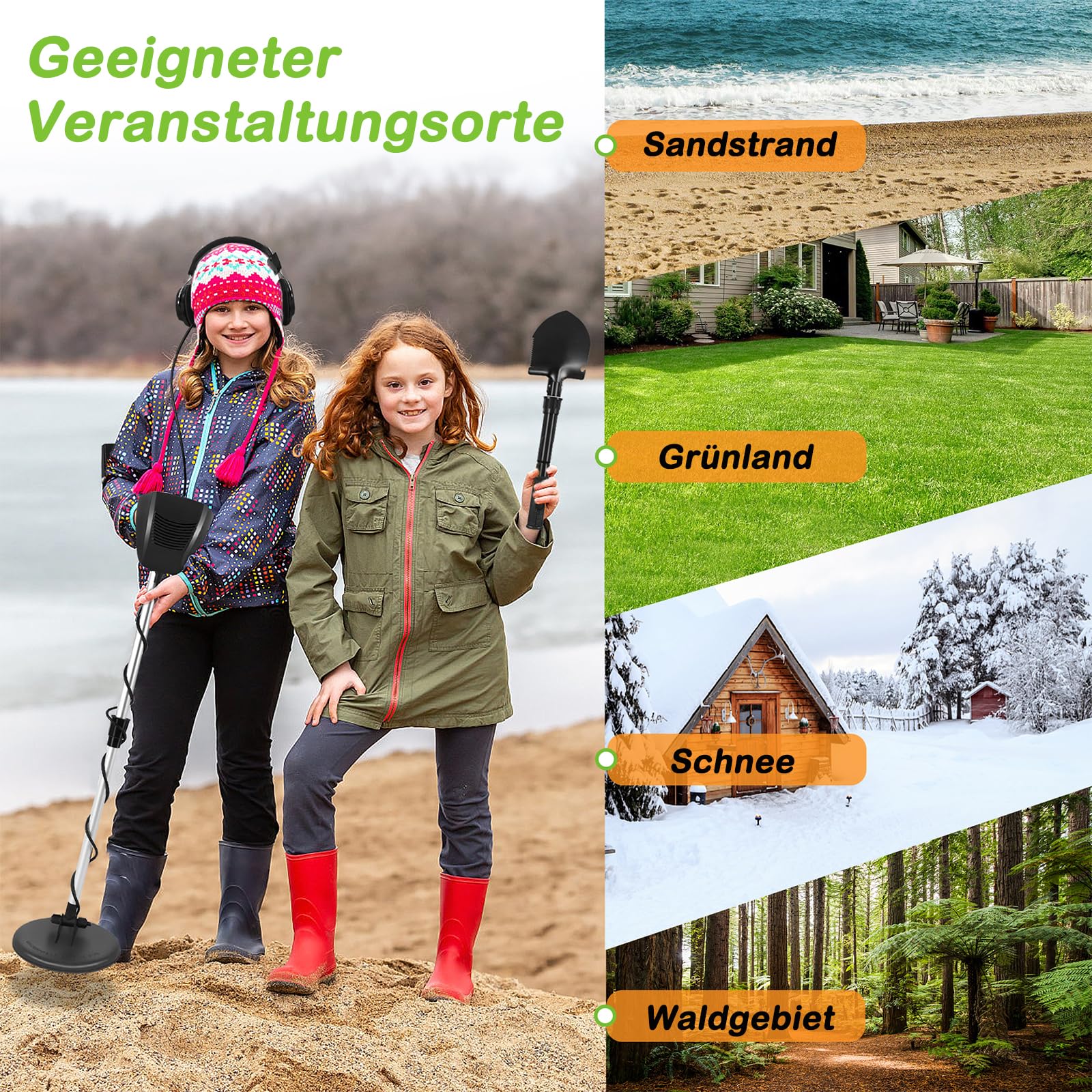 ACXIN Detector de metales para niños y adultos, detector de metales retráctil de alta precisión, bobina de búsqueda impermeable de 6,5 pulgadas para la búsqueda del tesoro, detección de profundidad