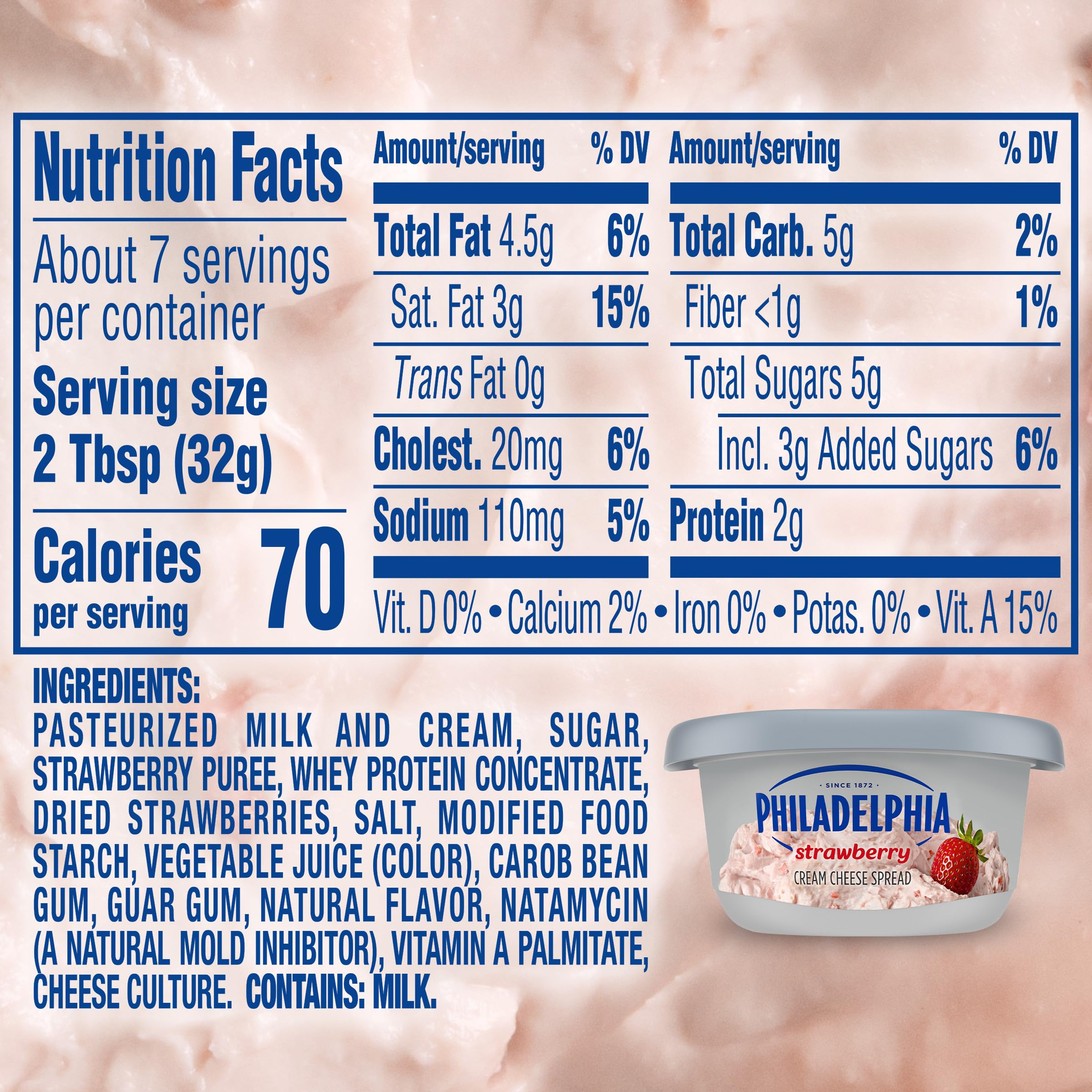 Philadelphia Flavored Cream Cheese Spread 1 Tub for Smooth Spreadable Mornings Strawberry No Artificial Preservatives Flavors or Dyes — view 2