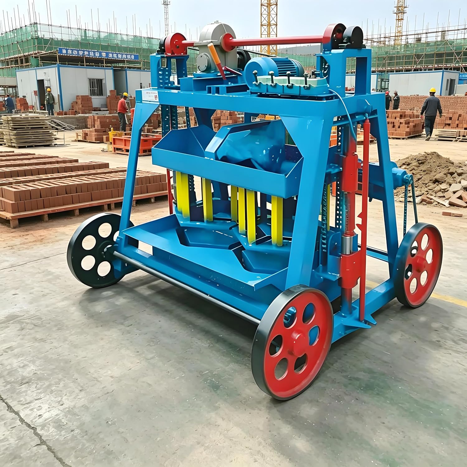Block Making Machine | Electric-Powered Vibration-Compacted Concrete Block Maker for Hollow, Interlocking, Paver & Solid Bricks | Designed for Commercial Construction Sites,Retaining Wall Projects