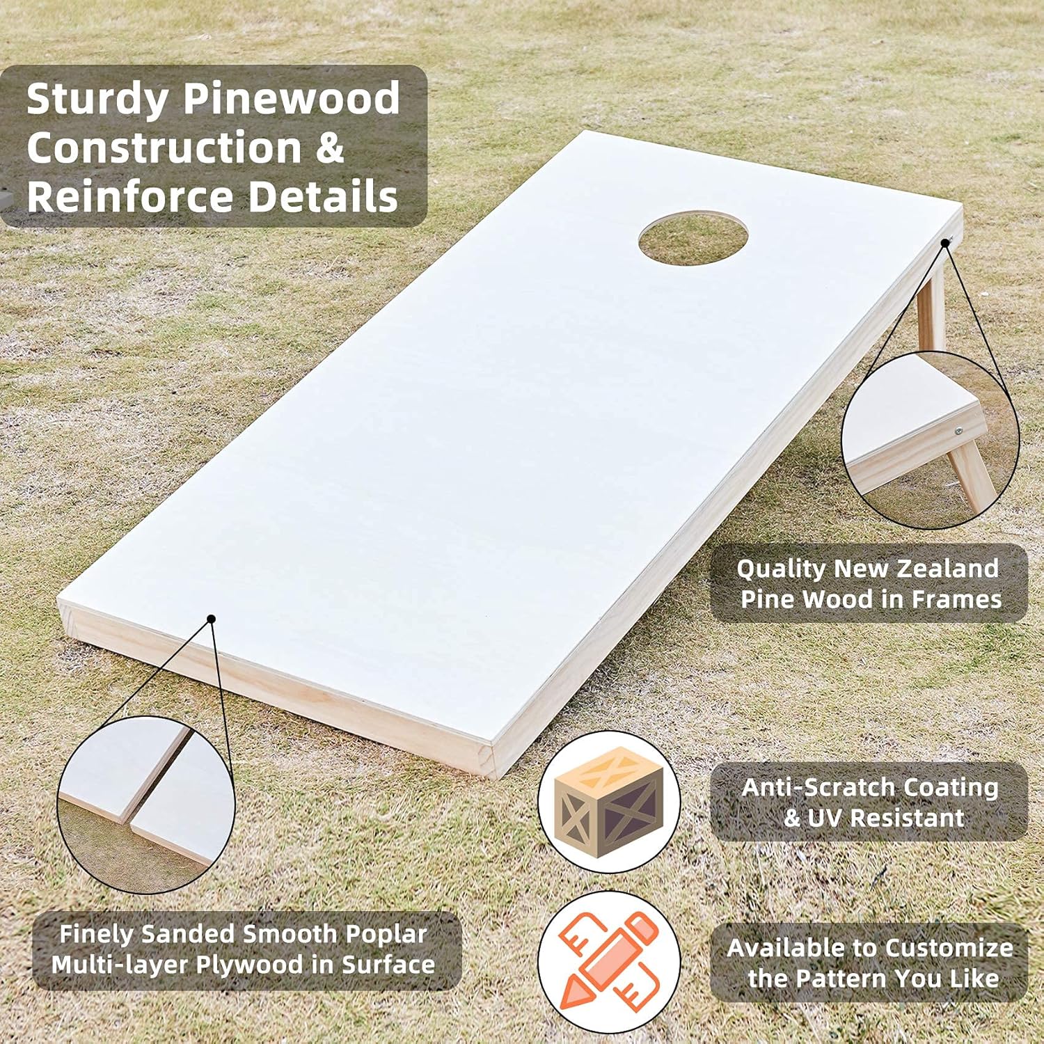 Pointyard 4x2Ft Wooden Cornhole Set, Regulation Cornhole Outdoor Games Set with 8 All-Weather Cornhole Bean Bags and Carrying Case - Portable Backyard Cornhole Board Game for Teens Adults Family : Sports & Outdoors