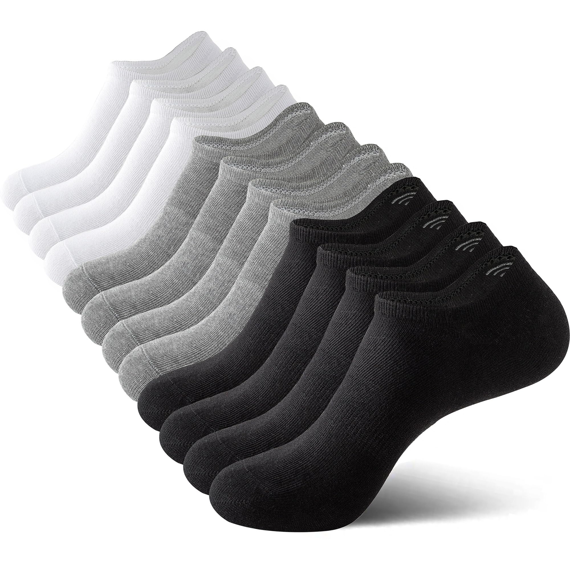 No Show Men Socks Low Cut Non Slip Cotton Invisible Sock 6 Pairs, Tricolor02 6 Pairs, 11-13-image-28