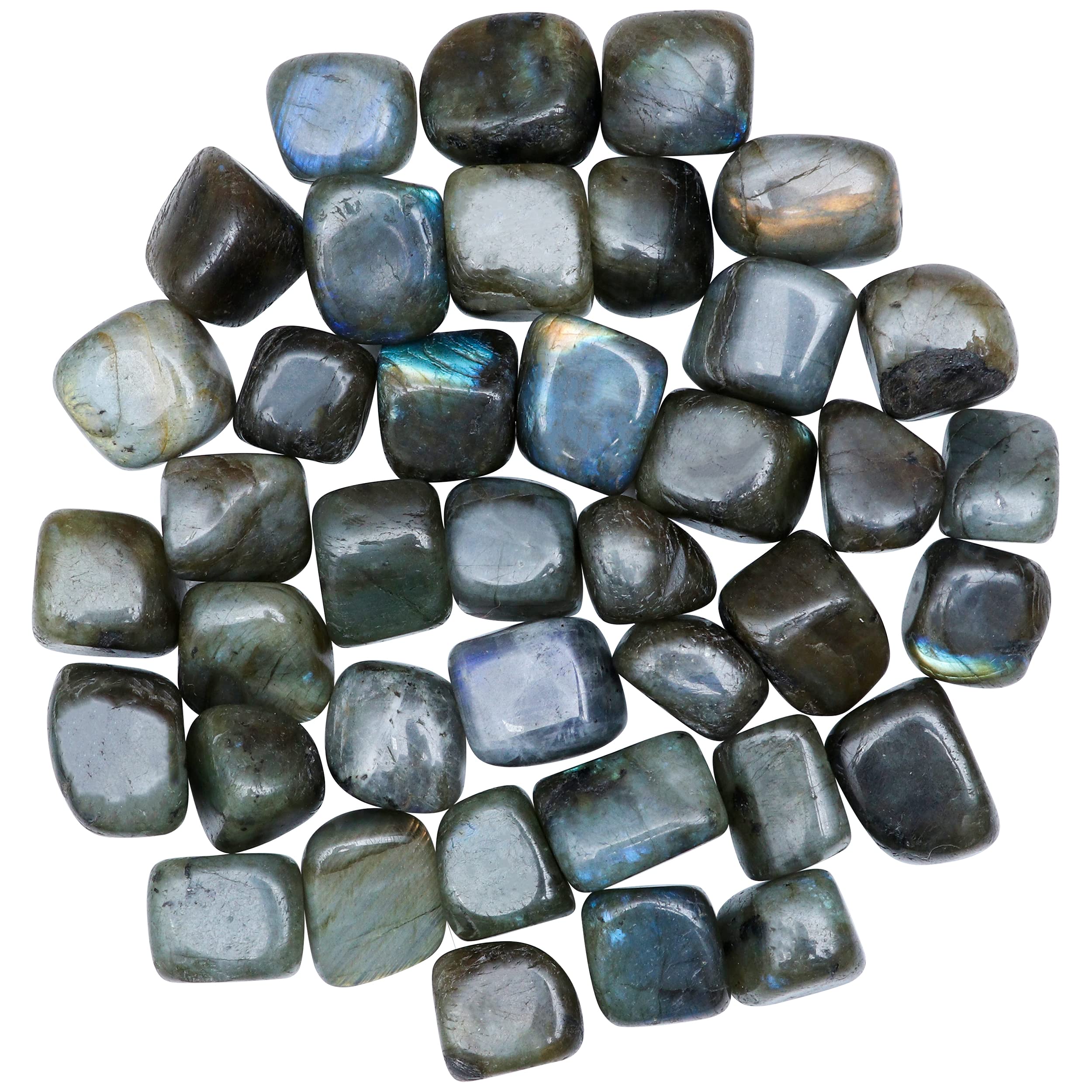 1 LB Labradorite Crystal Tumbled Stones Natural 2000+ Carats bulk Polished Tumbles Rocks Reiki Healing Crystals Gemstone Home Decor Spiritual Gift Set & Chakra Balancing High Energy Reiki Crystals