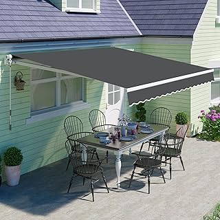 PATISOL 10'x8' Patio Awning Retractable Fully Assembled Manual Sunshade ...
