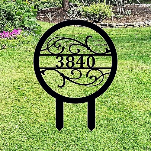 Miniatura 2 de PK Décor Street Address Sign For houses 12 or 14 ACM Metal House Number Sign with  Yard Stakes QUICK SHIPPING