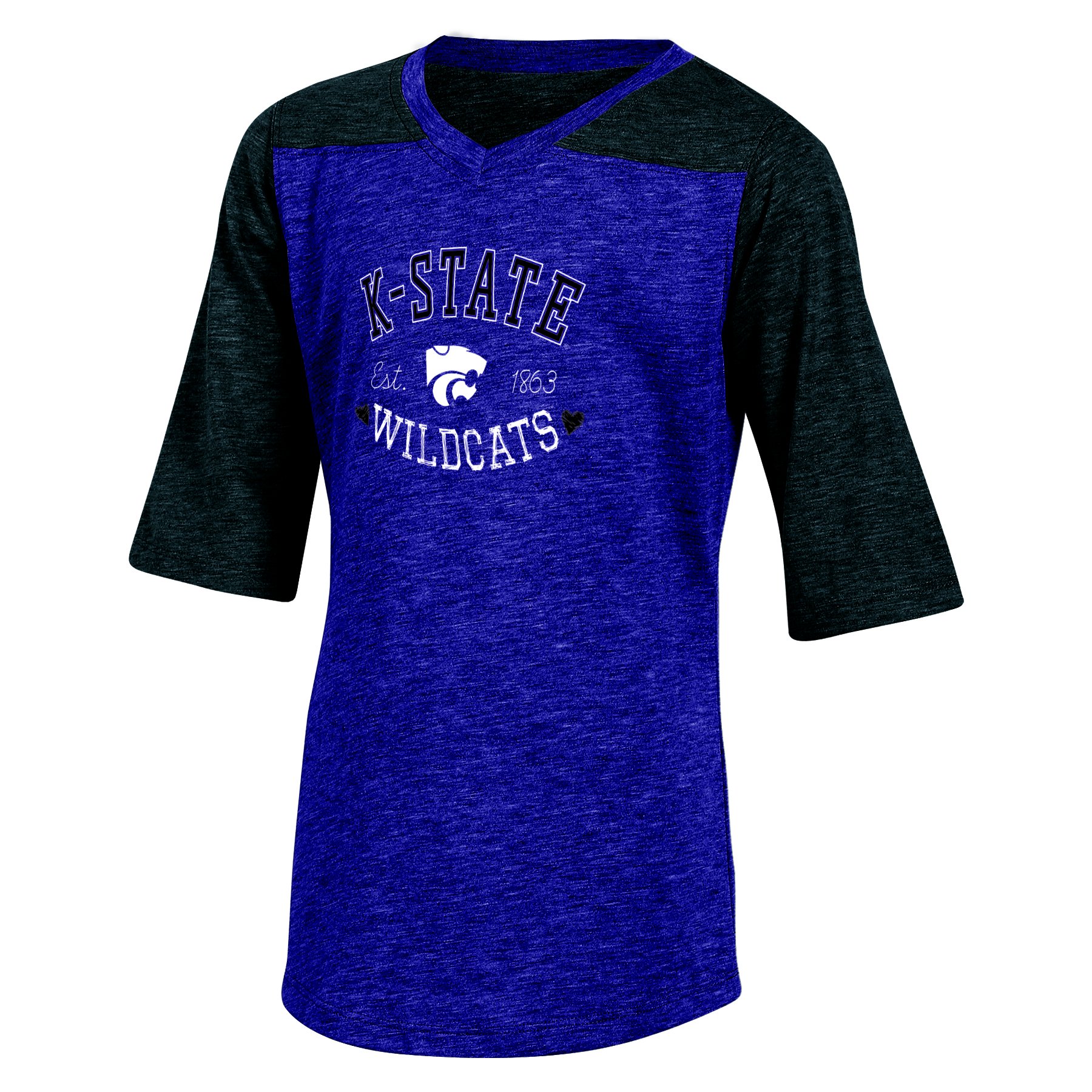 NCAA Kansas State Wildcats Youth Girls Half sleeve Tunic Tee wit, X-Large, Purple Heather