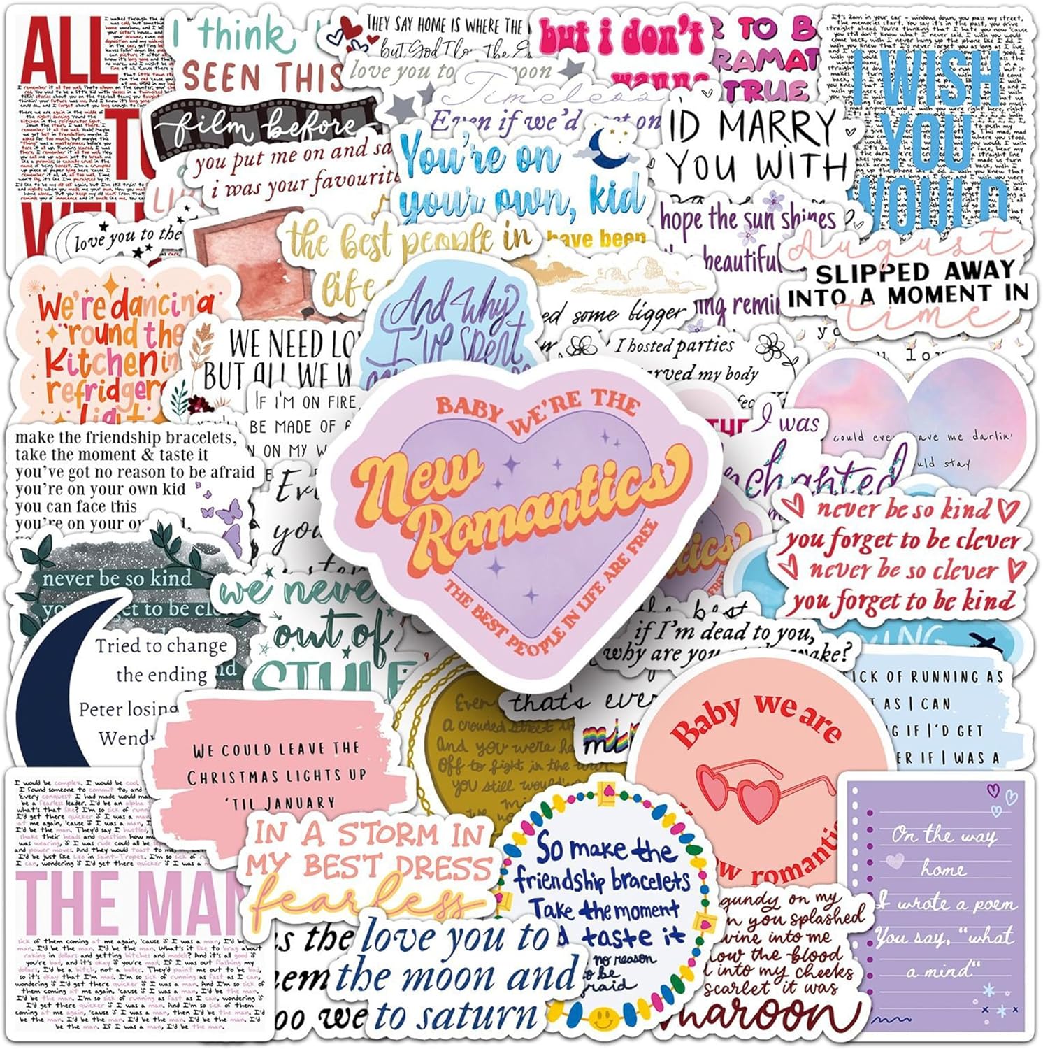 Amazon.com: QUTA Pop Music Stickers, 50PCS Lyrics Decals, Waterproof ...