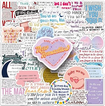 Pop Music Stickers, 50PCS Lyrics Decals, Waterproof Vinyl Stickers for Laptop, Water Bottle, Phone - Kawaii Durable Cute Aesthetic Decals, DIY Crafts for Scrapbooking, Journaling. Lyrc
