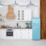 Galanz GLR12TBEEFR Réfrigérateur, Frigidaire double porte, Commande électrique réglable avec compartiment congélateur de montage supérieur, Bleu rétro, 12.0 Cu Ft