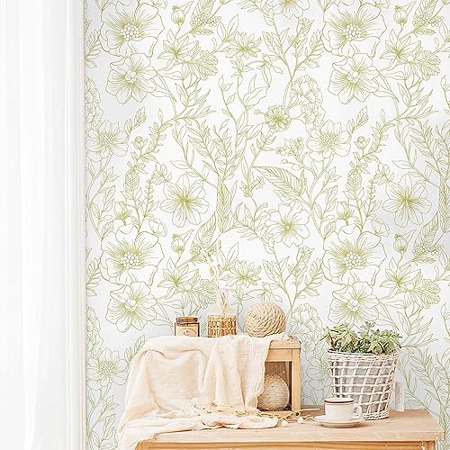 Miniatura 4 de GloryTik Papel tapiz de contacto floral para despegar y pegar, moderno, blanco y dorado, papel de pared autoadhesivo extraíble para gabinetes de