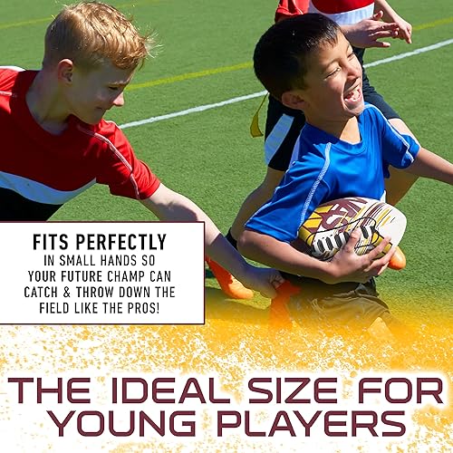 Miniatura 5 de Franklin Sports NFL - Balones de fútbol americano juveniles para todos los equipos de la NFL, juegos de fútbol infantil de 8.5 pulgadas + bomba de