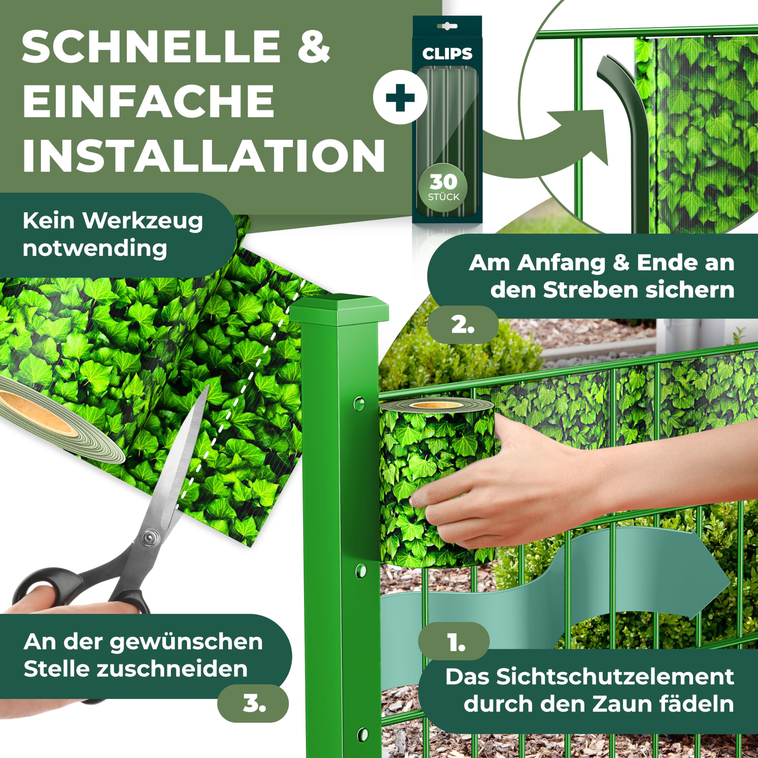 KESSER® Strisce per la Privacy in PVC Stuoie a Doppia Asta Recinzione Opaca | Resistente alle intemperie e al Vento | Schermo Privacy per Giardino, Bosso, 70 m