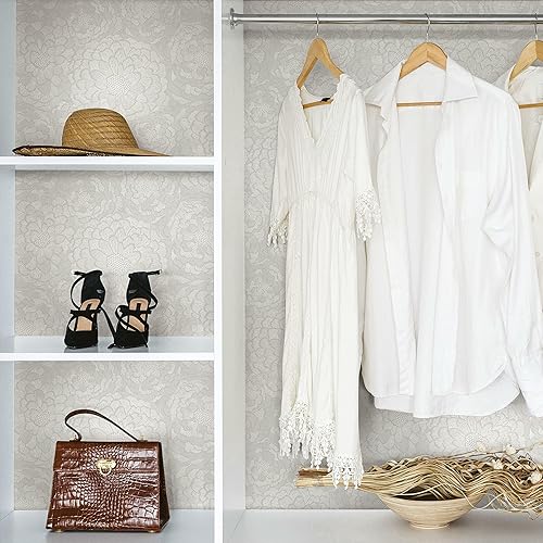 Miniatura 2 de RoomMates RMK12108WP - Papel tapiz para despegar y pegar con diseño de dalia Zen gris y blanco